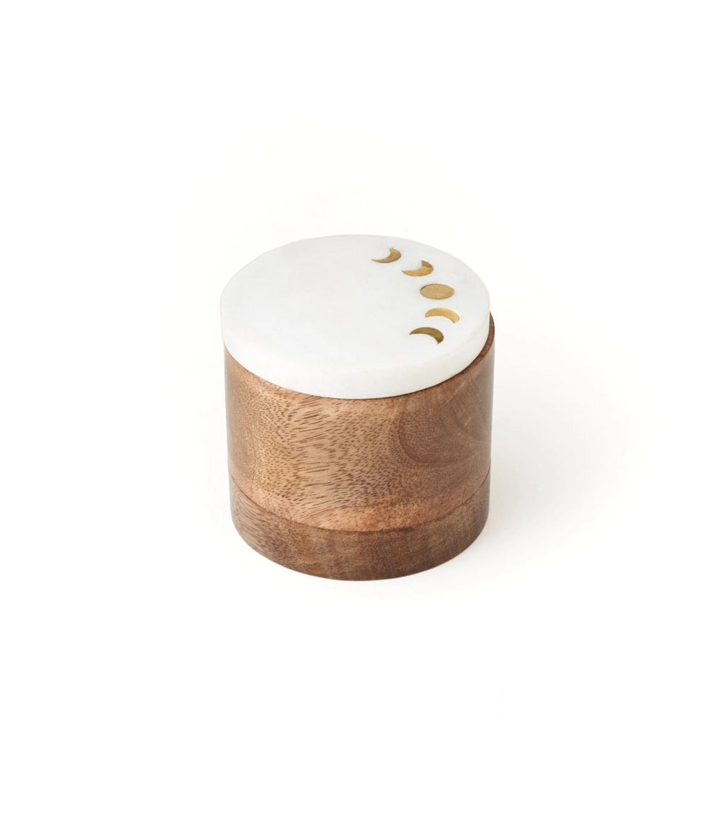 Indukala Moon Phases Round Box White Marble