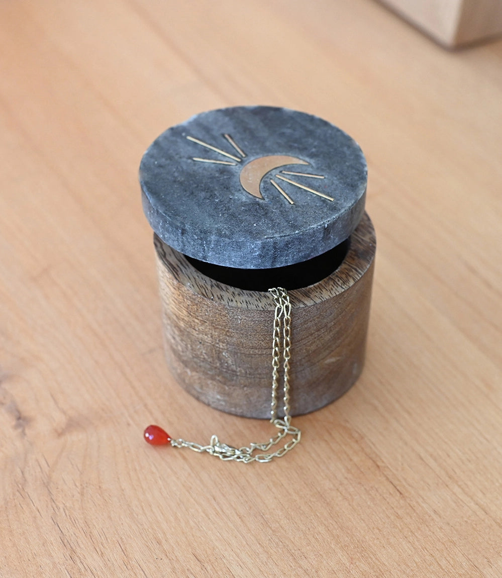 Crescent Moon Black Marble Box Sm