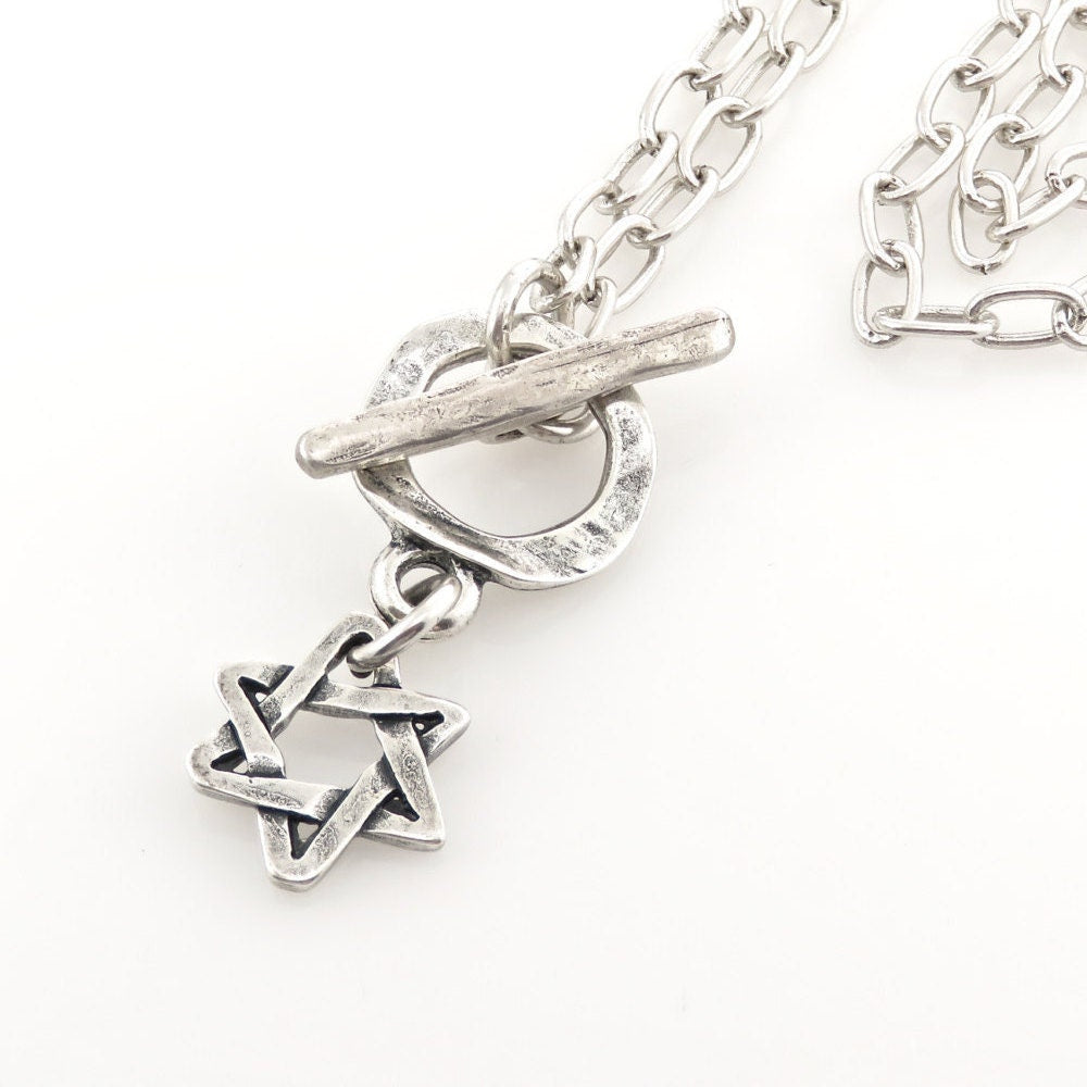 Silver Jewish Star Necklace, Jewish Star Necklace, Silver Magen David Necklace, Star of David, Judaic Star Necklace, Silver Star of David