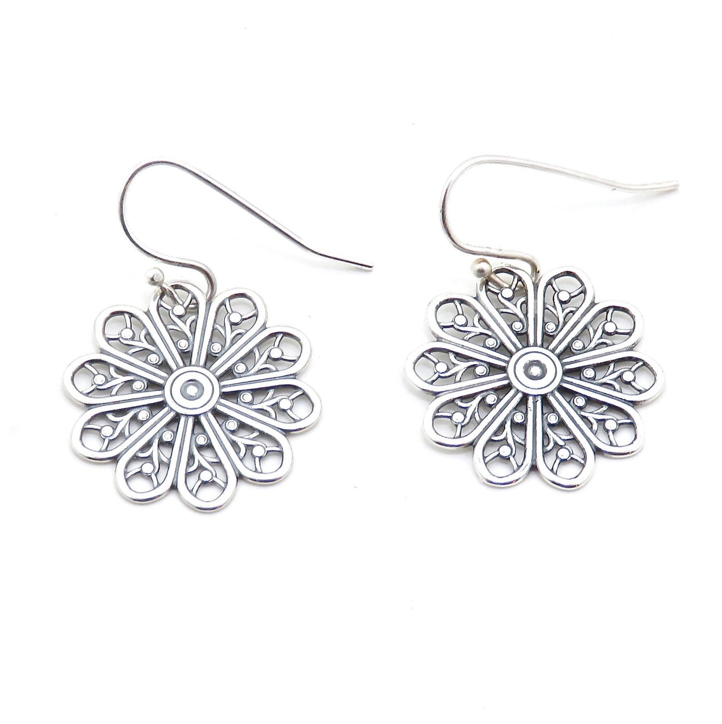 Sterling Mandala Earrings, Silver Geometric Earrings, Sterling Wheel Earrings, Open Mandala Earrings | Lightweight Sterling Earrings