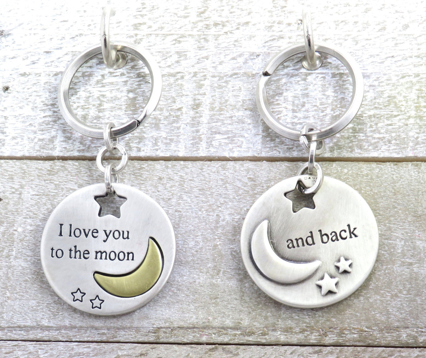 Love You Keychain, Inspirational Keyring, Moon Keyring, To the Moon Keyring, Teen Gift, Love Keychain, Silver Keychain, Silver Moon Keychain
