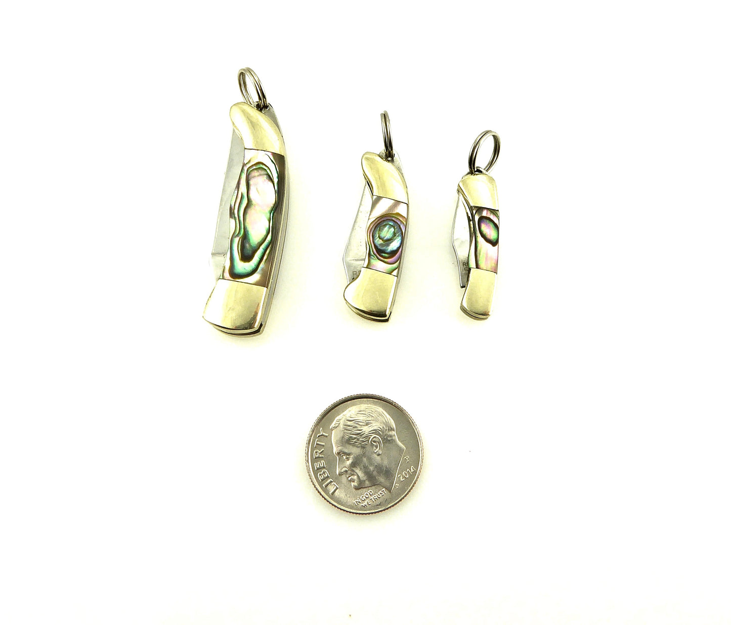 Mini knife necklace | small knife pendant | small pocketknife necklace | abalone knife pendant | mother of pearl knife necklace