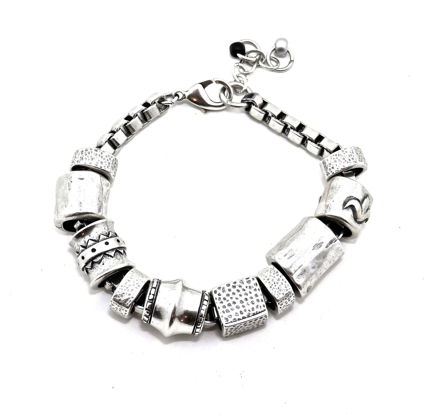 Chunky Silver Bracelet | Chunky Silver Beads Bracelet | Antiqued Silver Bracelet | Funky Silver Bracelet
