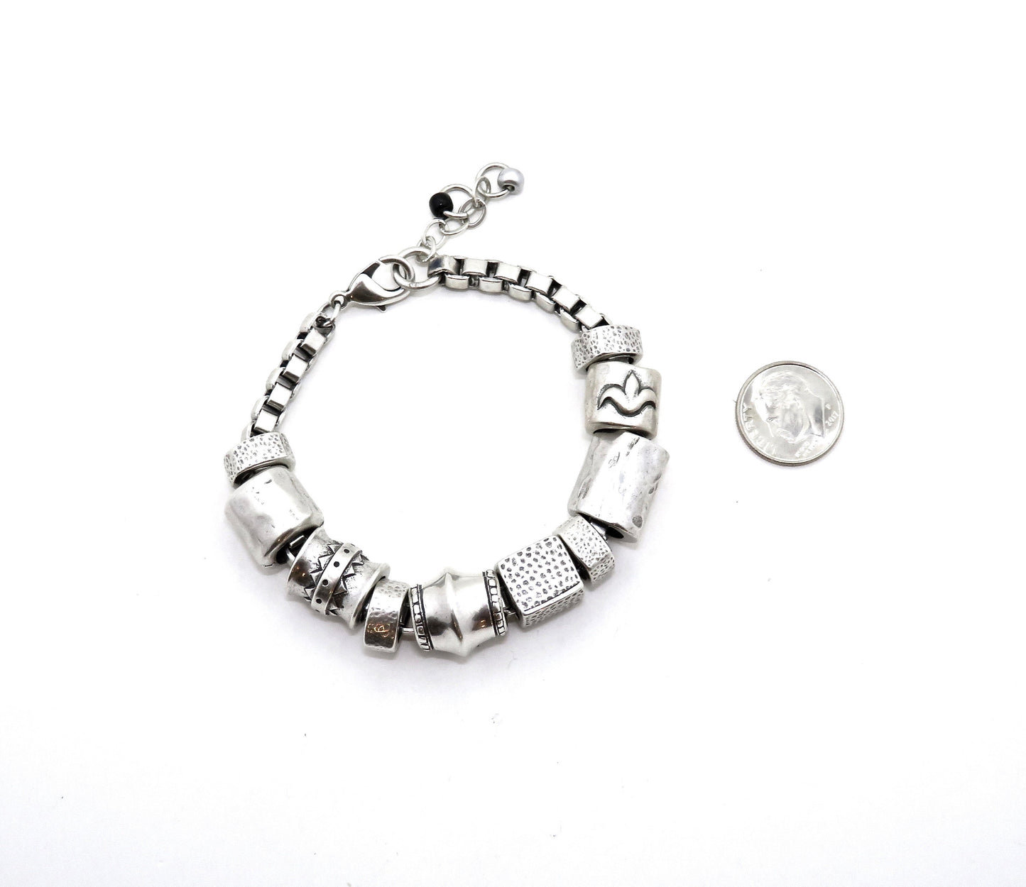 Chunky Silver Bracelet | Chunky Silver Beads Bracelet | Antiqued Silver Bracelet | Funky Silver Bracelet