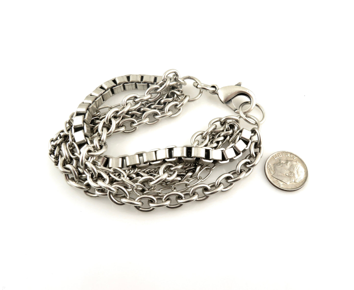 Silver Multi Strand Bracelet | Chunky Silver Chains Bracelet | Chunky Multi Chain Bracelet| Chunky Silver Bracelet