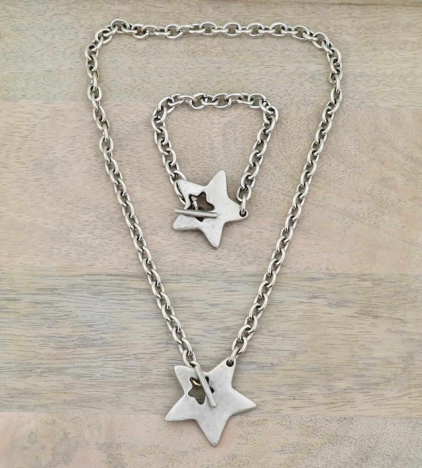 Hammered Star Bracelet | Chunky Star Bracelet | Silver Star Bracelet | Toggle Clasp Bracelet | Unique Star Bracelet | Chunky Silver Star