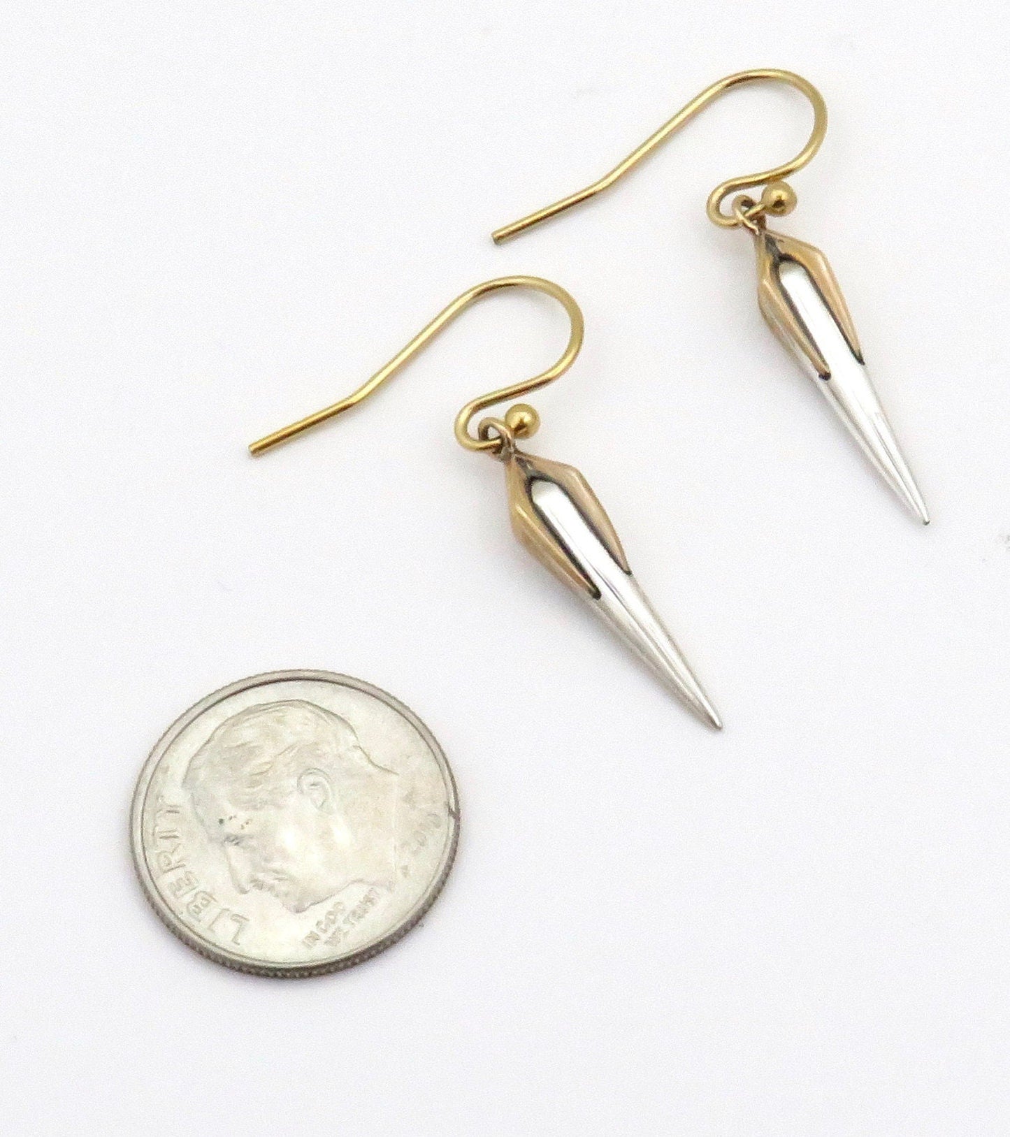 Two Tone Spike Earrings | Gold Silver Spikes | Mixed Metal Earrings | Sterling Spike Earrings | Two Tone Sterling Earrings | Clawed Earrings