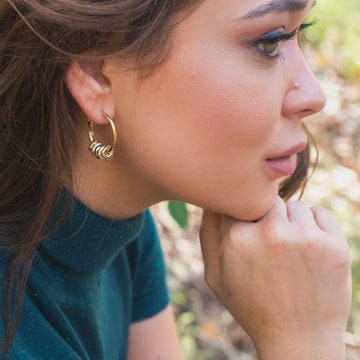 Two Tone Hoop Earrings | Silver and Gold Earrings | Mixed Metal Hoop Earrings | Hammered Hoop Earrings | Bronze Dangles | Unique Hoops