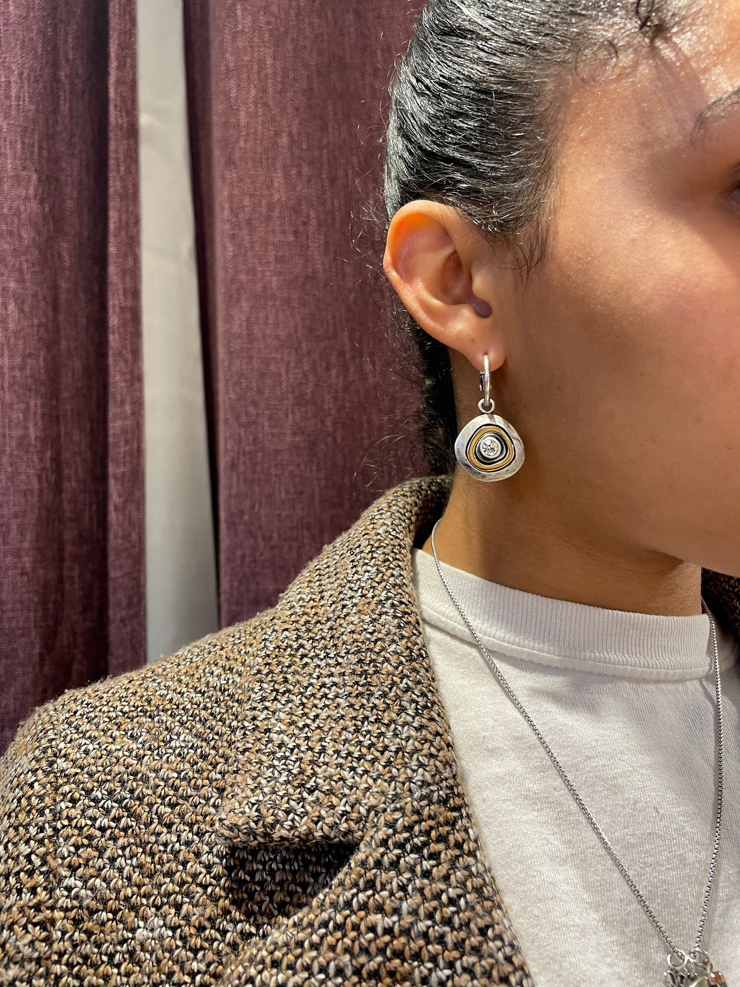 Two Tone Hoop Earrings | Gold Silver Earrings | Mixed Metal Earrings | Two Toned Sparkle Earrings | Two Tone Hoops | Unique Earrings