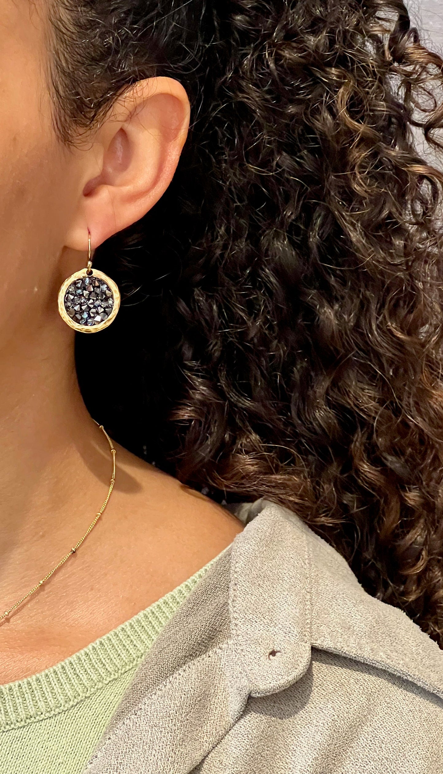 Gold Sparkly Earrings| Black Crystal Gold Earrings | Gold Leverback Earrings | Sparkly Gold Earrings | Black Gold Cocktail Earrings