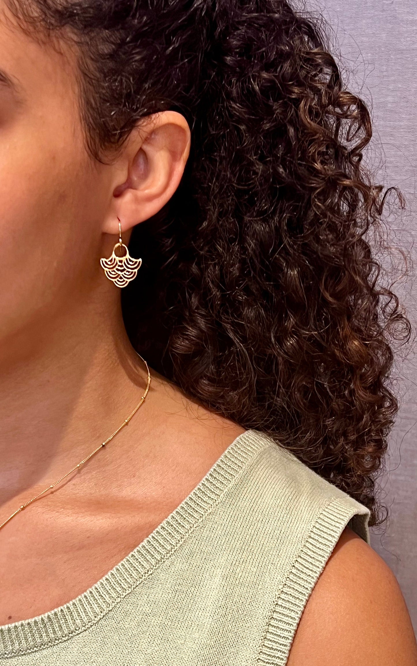 Gold Drop Earrings | Unique Gold Earrings | Everyday Gold Earrings | Gold Tribal Earrings | Wavy Gold Earrings | Lightweight Gold Earrings
