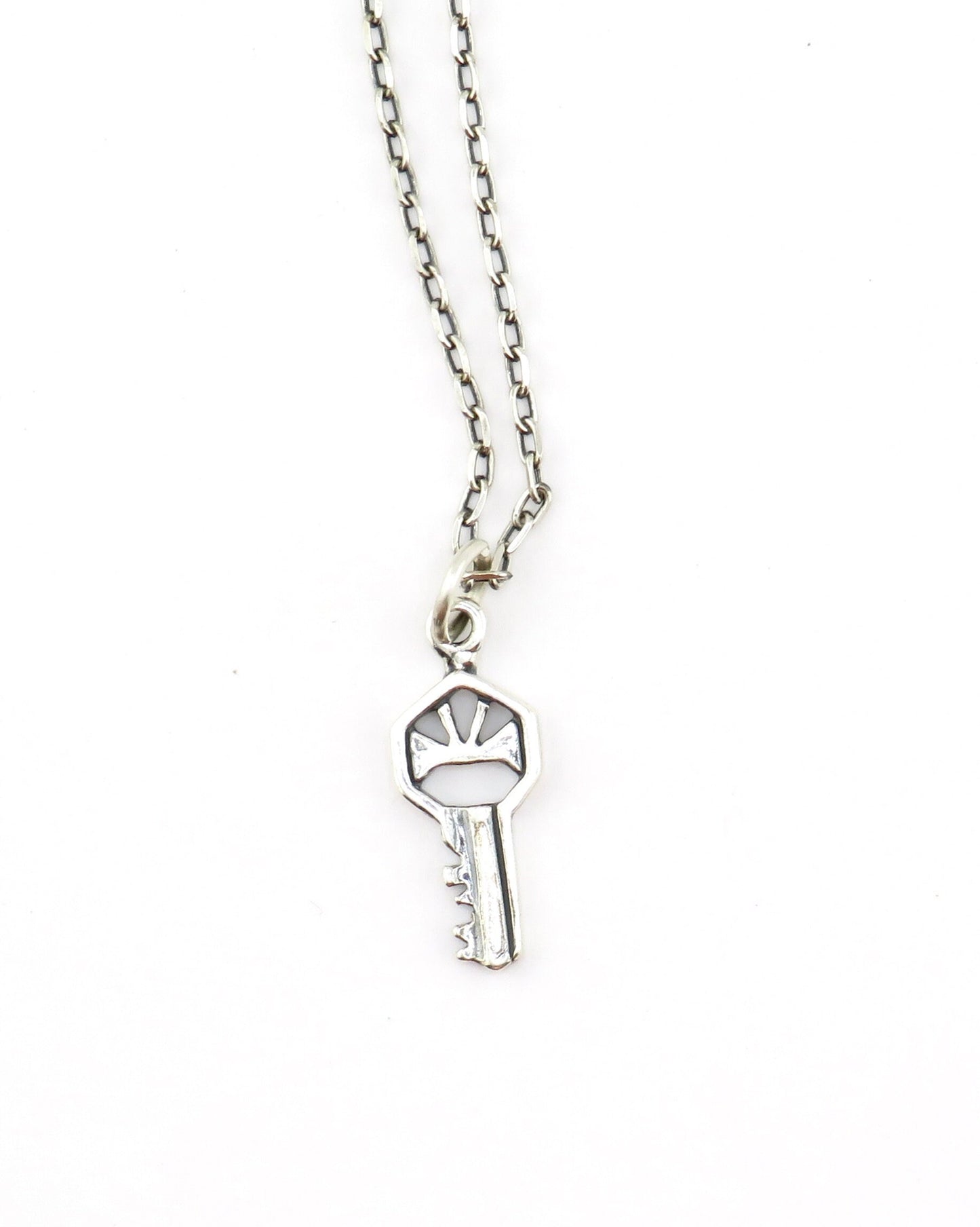 Silver Key Necklace | Sterling Key Pendant | Silver Rustic Key | Sterling Lock Key | Silver Skeleton Key Pendant