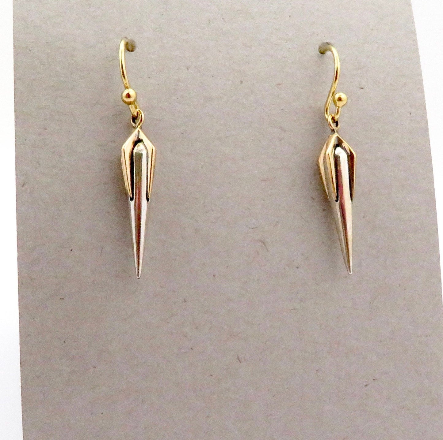 Two Tone Spike Earrings | Gold Silver Spikes | Mixed Metal Earrings | Sterling Spike Earrings | Two Tone Sterling Earrings | Clawed Earrings