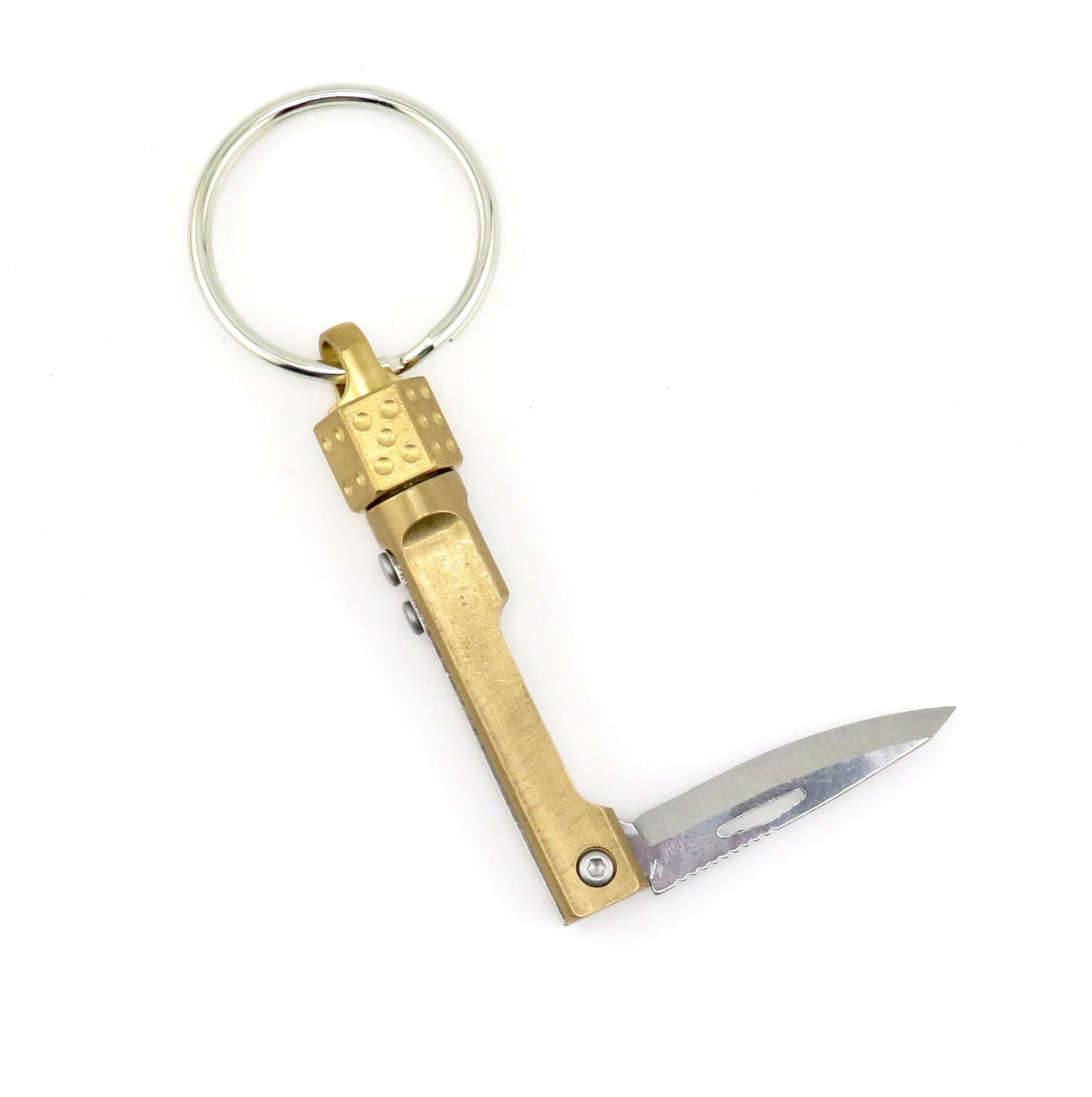 Dice Knife Keychain | Dice Keyring | Gambler Gift | Mini Dice Knife Keyring | Dice Gift | Brass Dice Knife Keyring | Gold Dice Gift Men