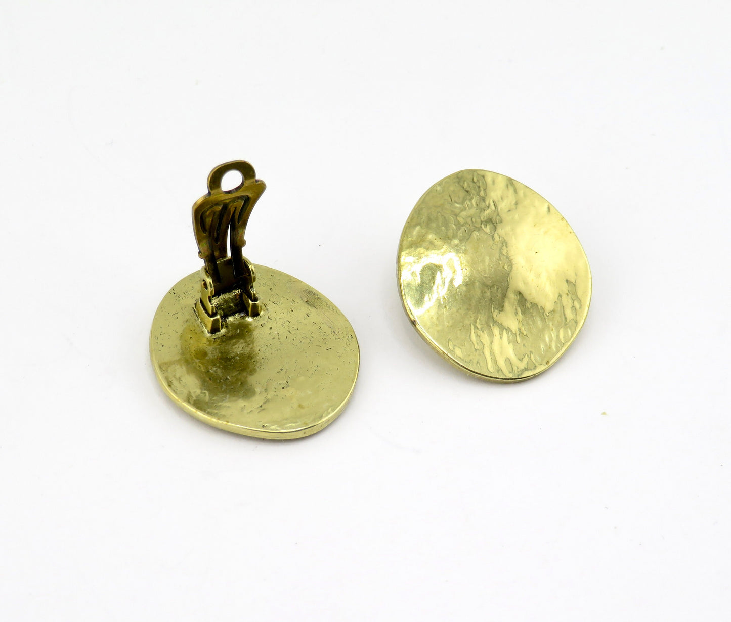 Clip On Earrings | Gold Clip On Earrings | Hammered Clip On Earrings | Shiny Gold Clips Earrings