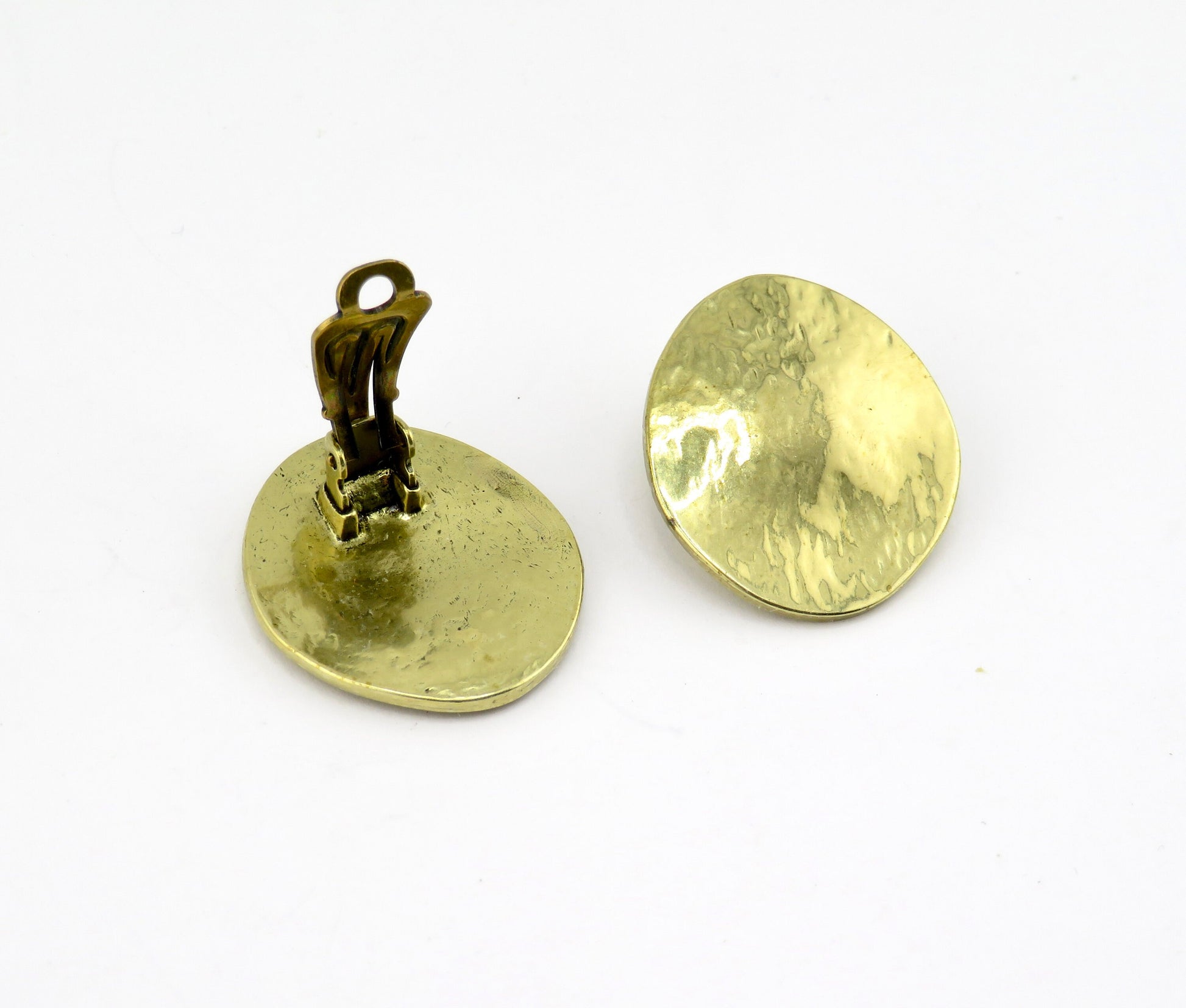 Clip On Earrings | Gold Clip On Earrings | Hammered Clip On Earrings | Shiny Gold Clips Earrings