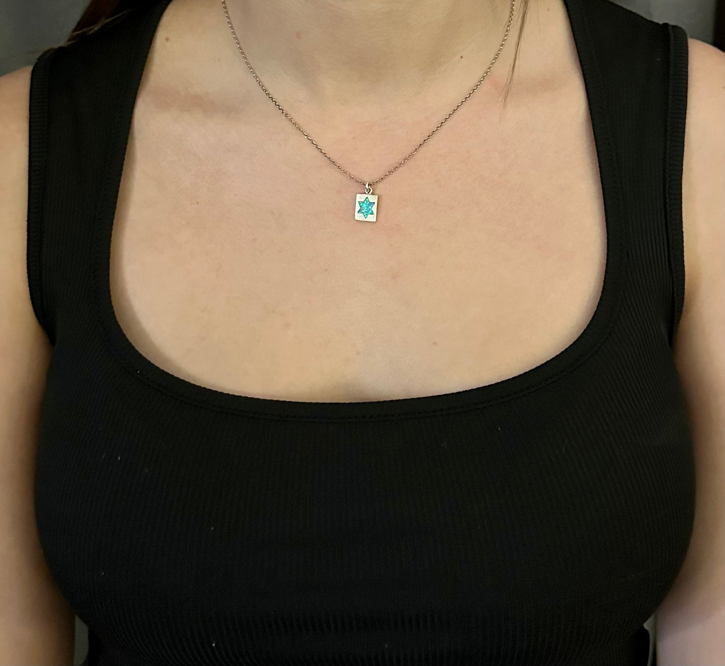 Jewish Star Necklace | Star of David Necklace | Sterling Opal Star Pendant | Judaic Necklace | Opal Jewish Star Necklace | Inlaid Opal Star