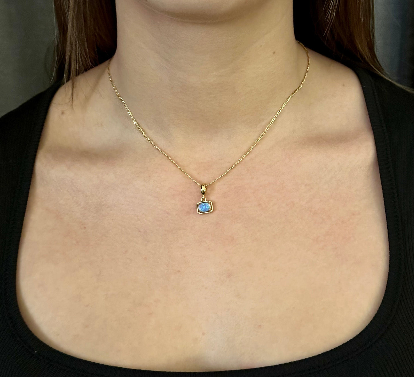 Gold Opal Necklace | Gold Filled Opal Pendant | Gold Retro Opal Necklace | Framed Opal Necklace | Gold Opal Jewelry | Simple Opal Necklace