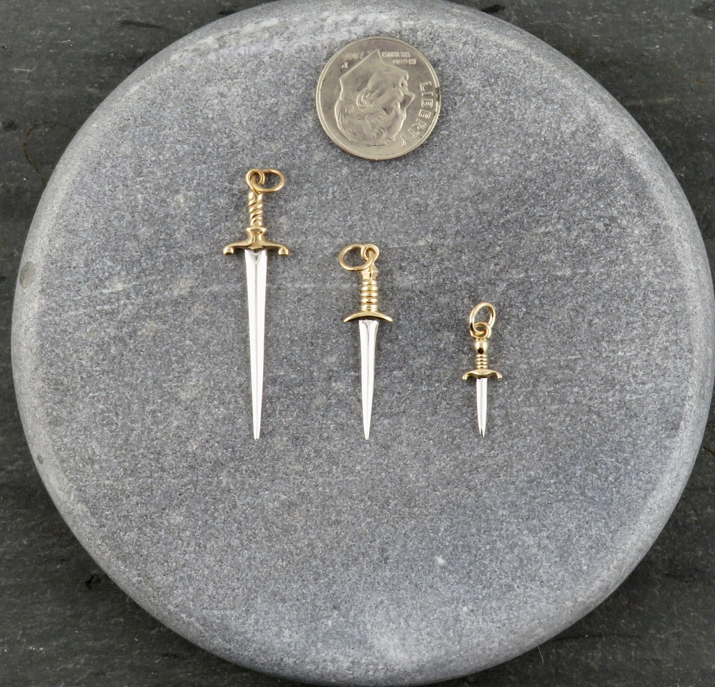 Sword Earrings | Sterling Sword Earrings| Two Tone Dagger Earrings | Medium Gold Sword Earrings | Silver Daggers | Sterling Sword Earrings