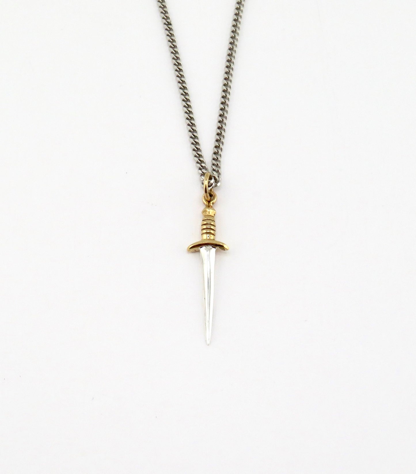 Sword Necklace | Sterling Sword Pendant | Two Tone Dagger Necklace | Silver Gold Sword Necklace | Dagger Pendant Necklace | Medium Dagger