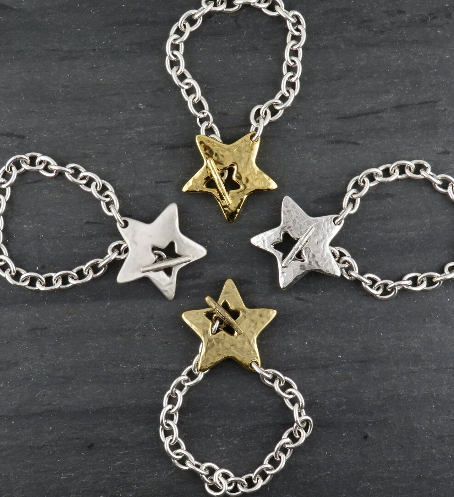 Hammered Star Bracelet | Chunky Star Bracelet | Silver Star Bracelet | Toggle Clasp Bracelet | Unique Star Bracelet | Chunky Silver Star