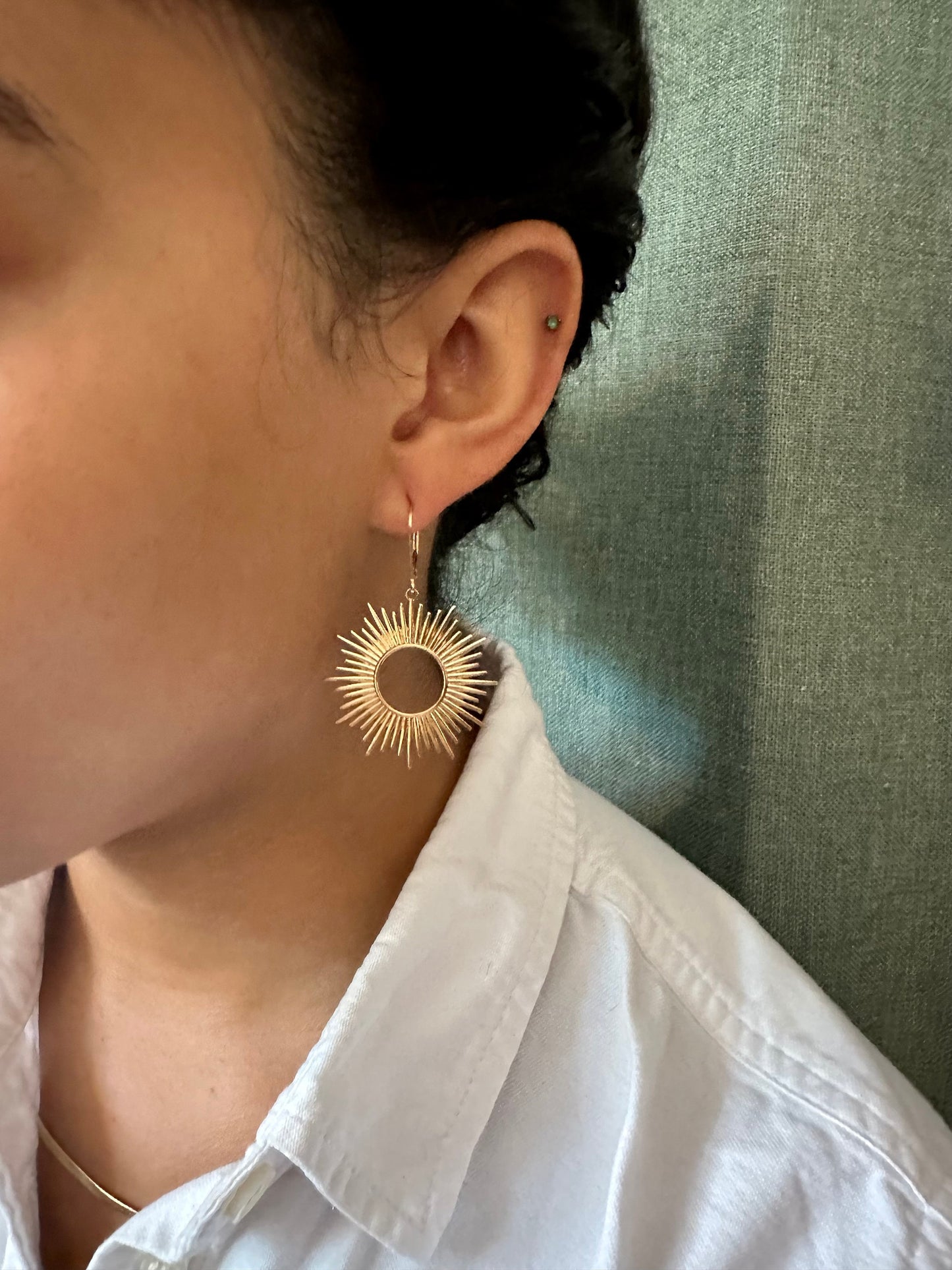 Gold Starburst Earring | Gold Mandala Earrings | Bronze Sunburst Earrings | Bronze Starburst Earrings | Gold Geometric Earrings