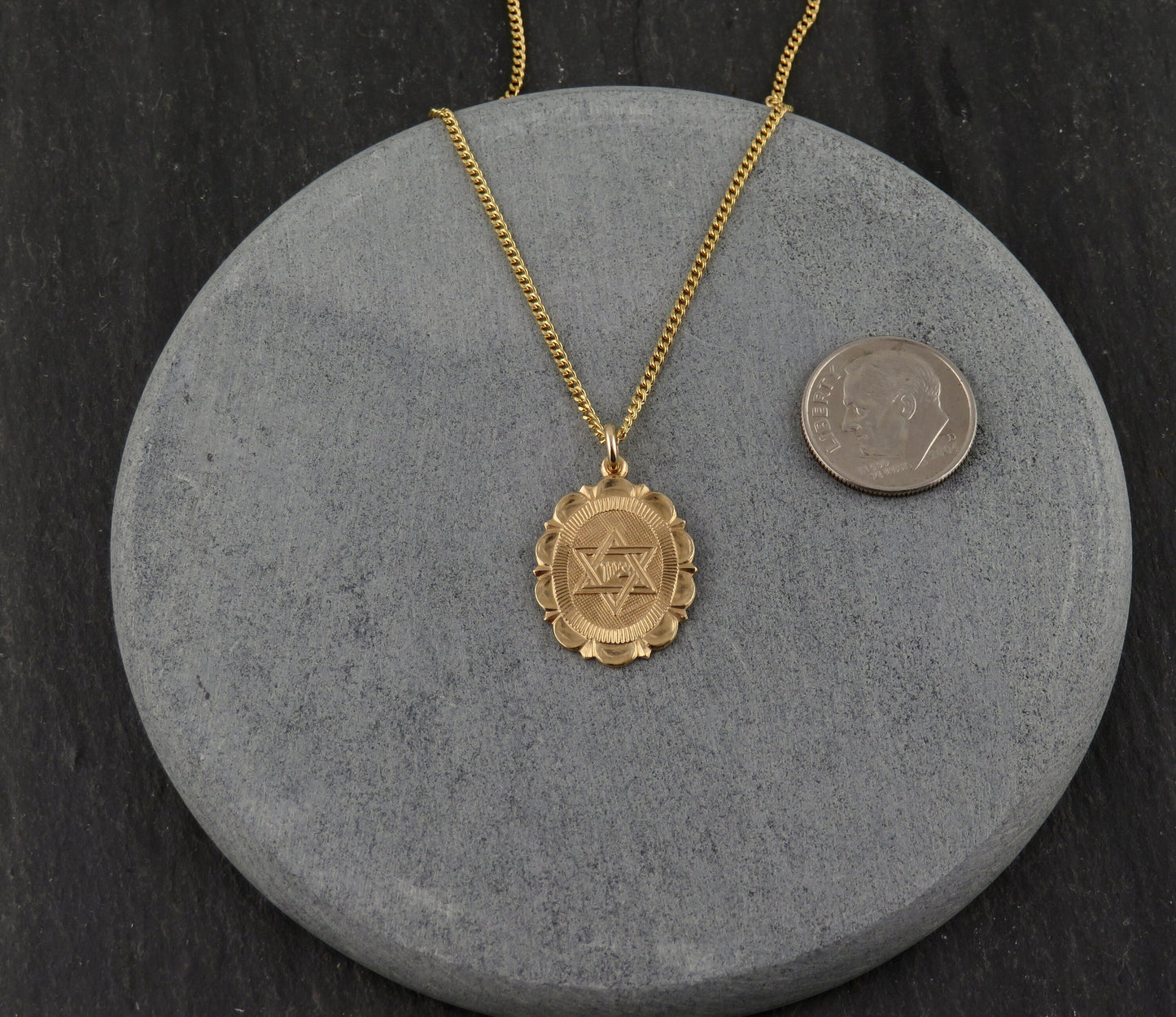 Gold Jewish Star Necklace | Fancy Star David Necklace | Gold Filled Magen David | Judaica | Gold Medallion Jewish Star | Jewish Medallion