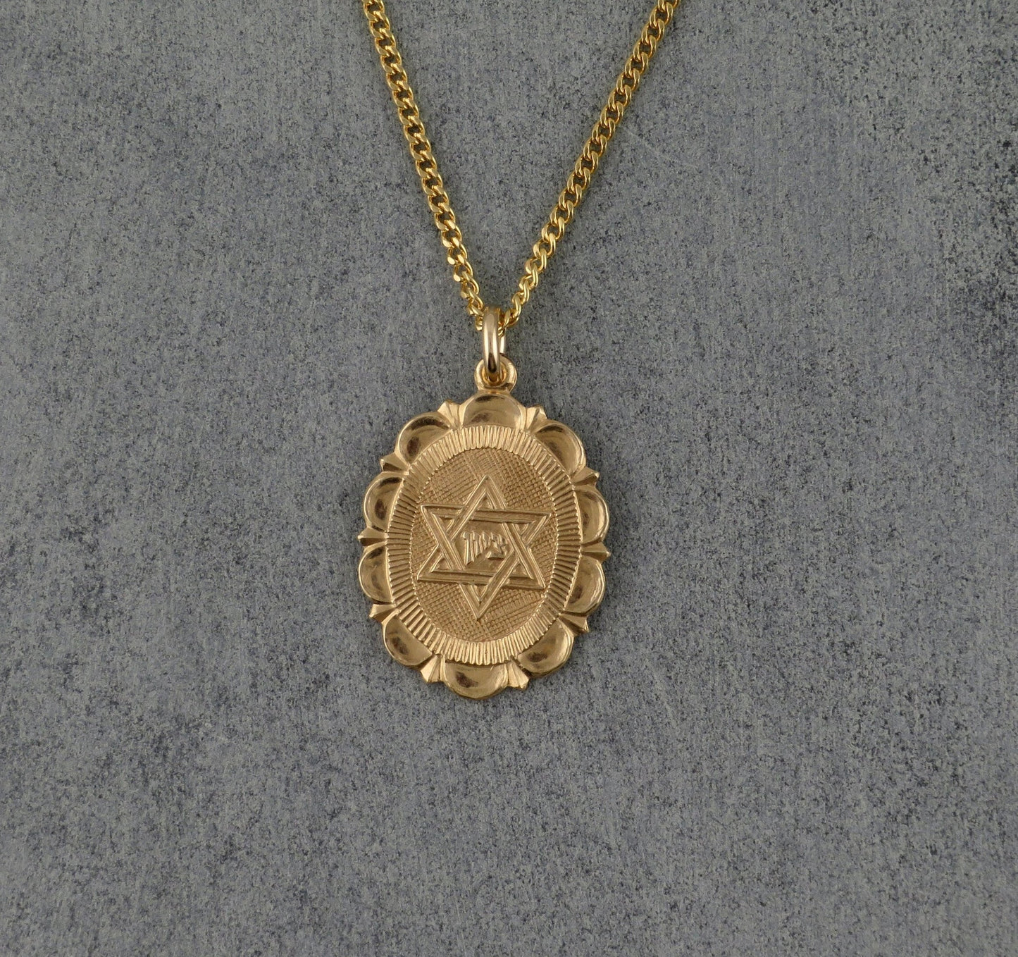 Gold Jewish Star Necklace | Fancy Star David Necklace | Gold Filled Magen David | Judaica | Gold Medallion Jewish Star | Jewish Medallion
