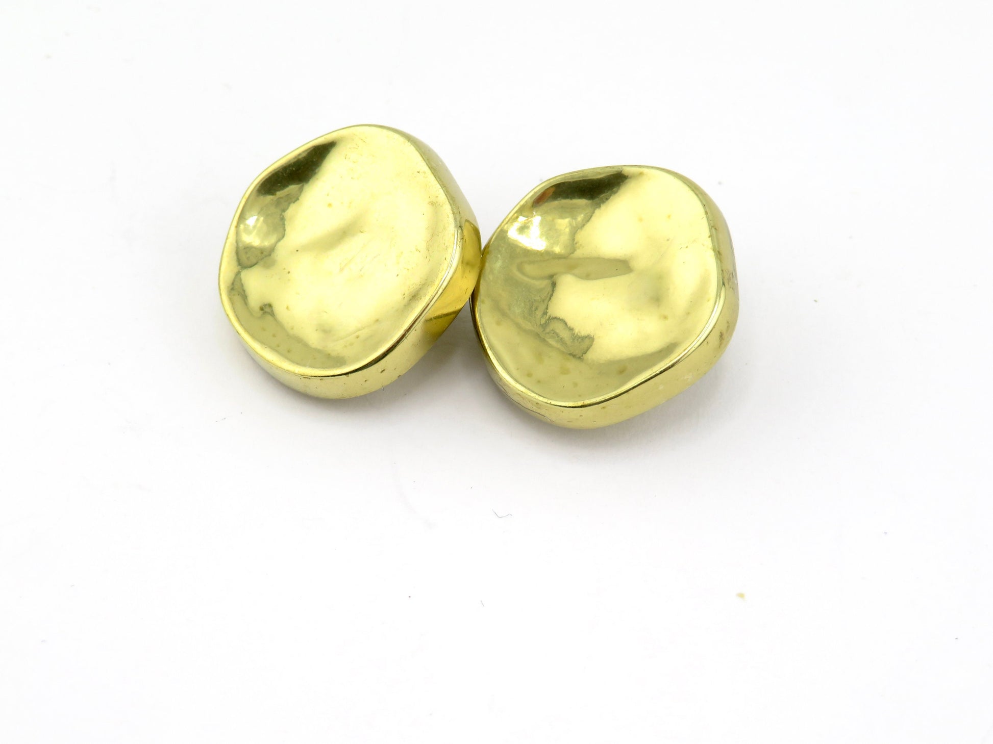 Hammered Gold Clip on Earrings | Gold Round Clips Earrings | Hammered matte gold Clip On earrings
