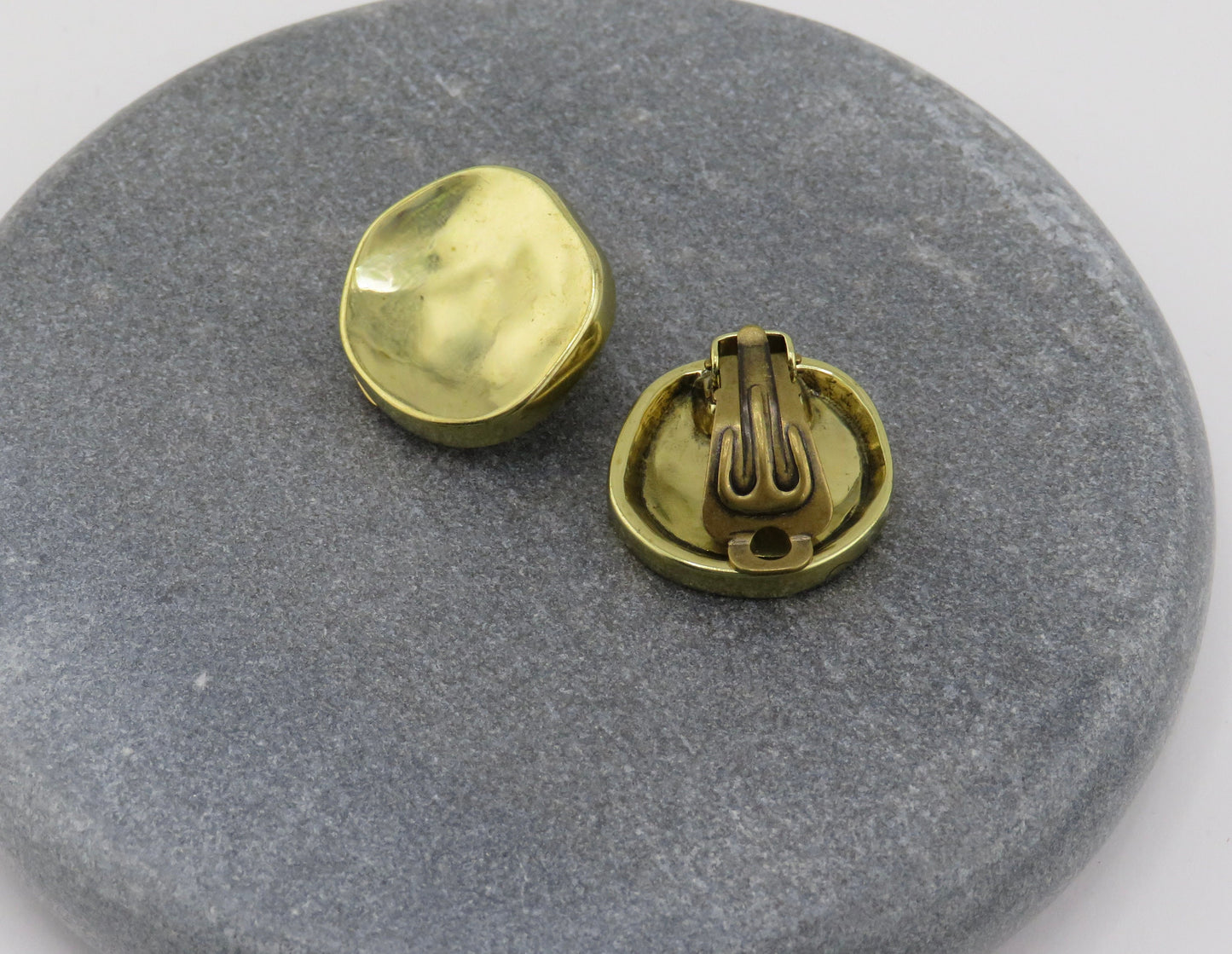 Hammered Gold Clip on Earrings | Gold Round Clips Earrings | Hammered matte gold Clip On earrings