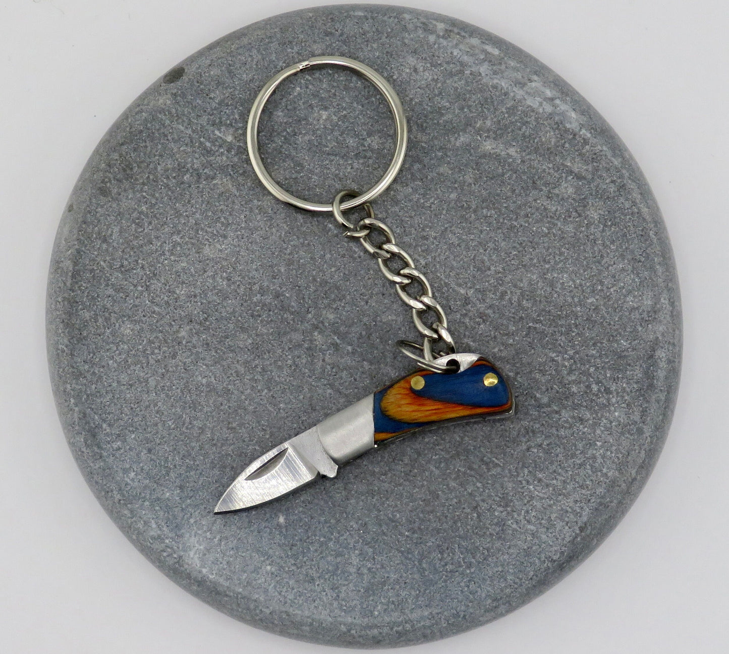 small wood knife keychain| keychain knife | mini knife keyring | small knife keychain | mini wood knife keyring | orange blue knife keyring