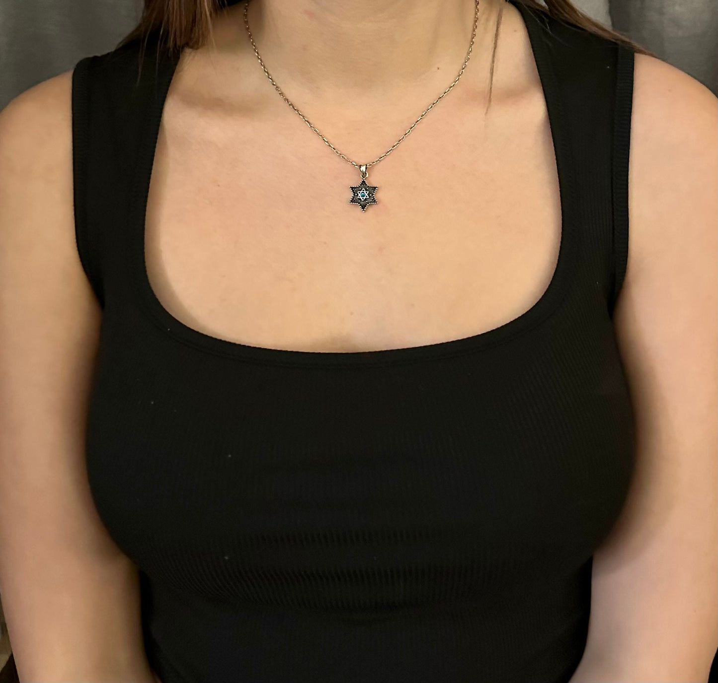 Jewish Star Necklace | Star of David Necklace | Sterling Opal Star Pendant | Judaic Necklace | Rustic Jewish Star Necklace | Opal Star David