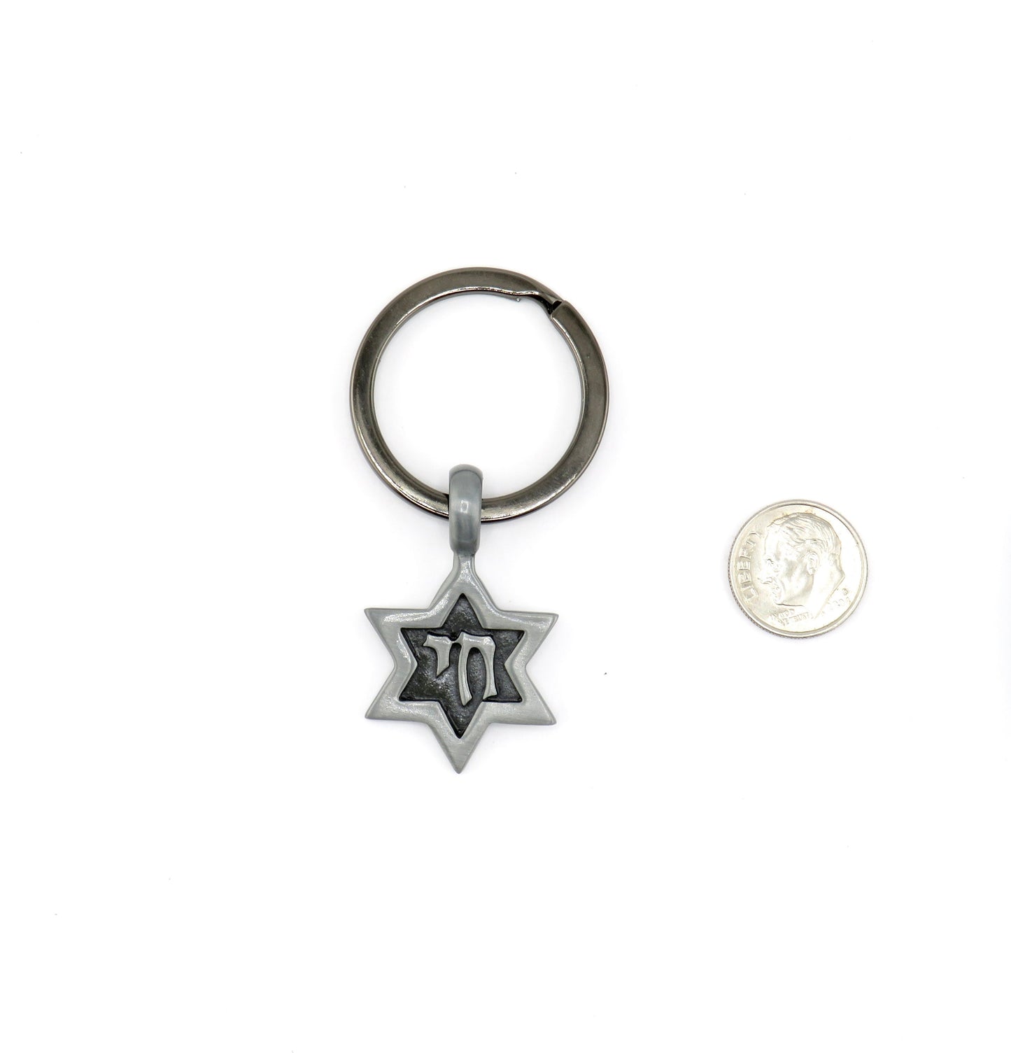 Jewish Star Keyring | Star David Keychain | Silver Chai Keyring | Jewish Star Chai Keyring | Judaic Star Gift | Jewish Key Chain | Chai Gift