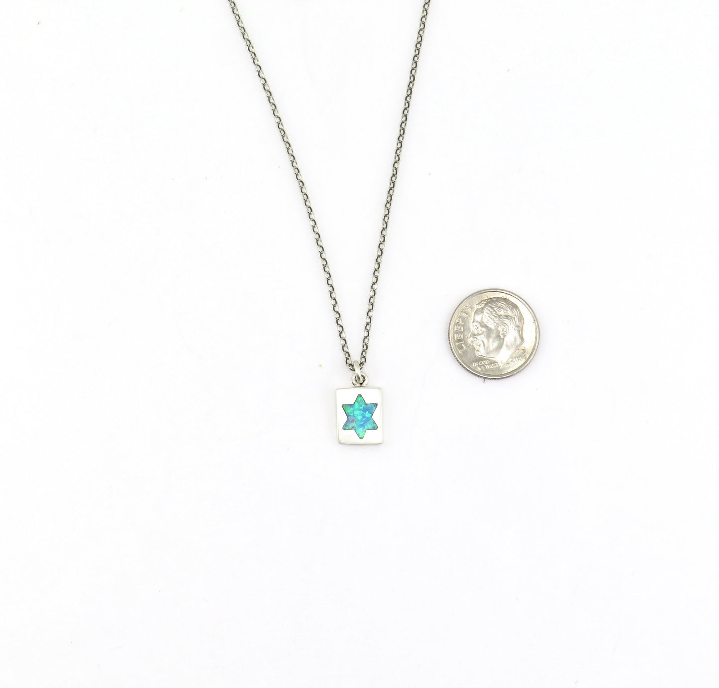 Jewish Star Necklace | Star of David Necklace | Sterling Opal Star Pendant | Judaic Necklace | Opal Jewish Star Necklace | Inlaid Opal Star