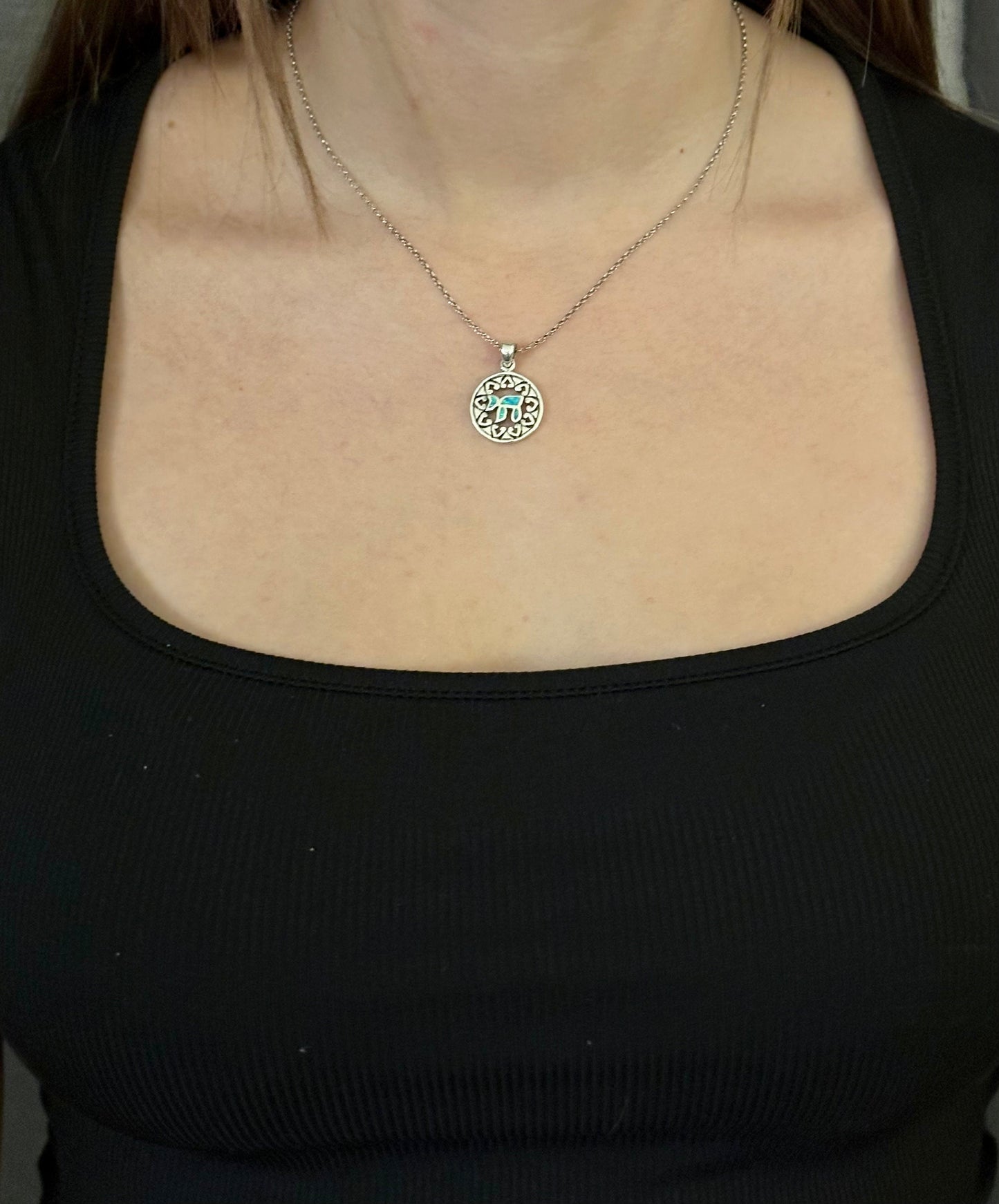 Jewish Star Necklace | Star of David Necklace | Sterling Opal Star Pendant | Silver Chai Star Necklace | Judaic Necklace | Chai Star Pendant