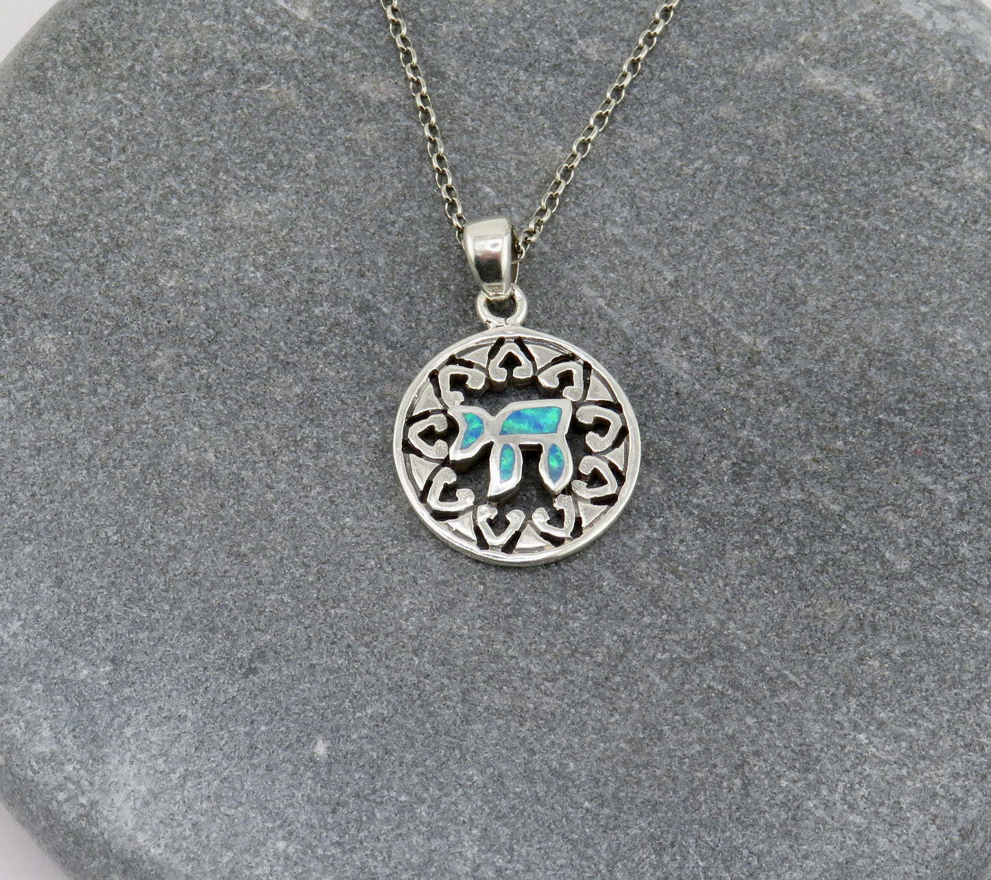 Jewish Star Necklace | Star of David Necklace | Sterling Opal Star Pendant | Silver Chai Star Necklace | Judaic Necklace | Chai Star Pendant