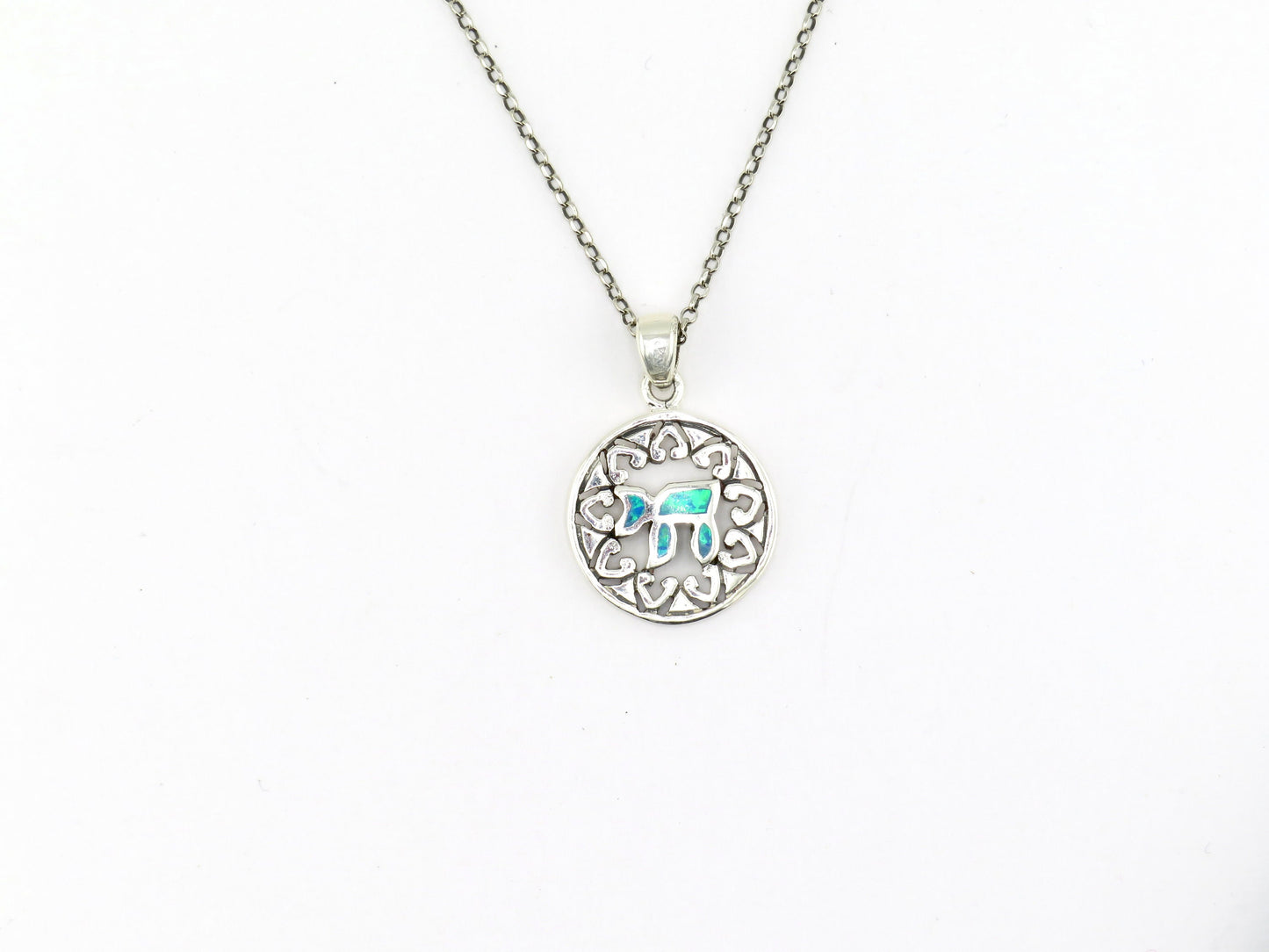 Jewish Star Necklace | Star of David Necklace | Sterling Opal Star Pendant | Silver Chai Star Necklace | Judaic Necklace | Chai Star Pendant