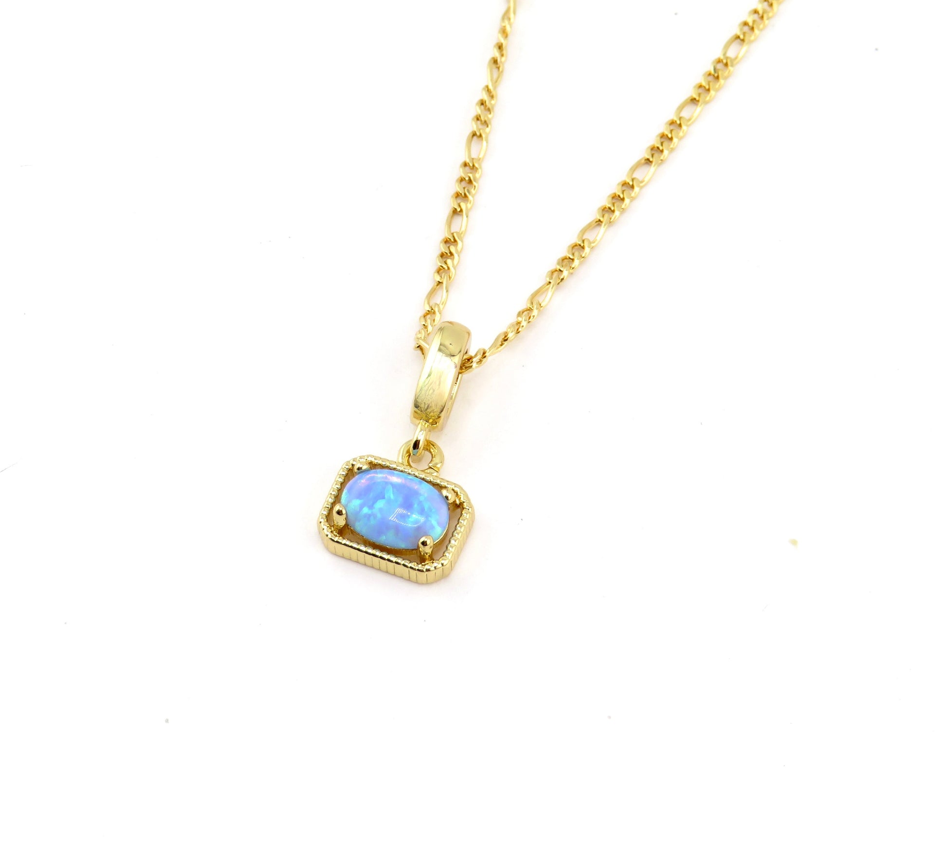 Gold Opal Necklace | Gold Filled Opal Pendant | Gold Retro Opal Necklace | Framed Opal Necklace | Gold Opal Jewelry | Simple Opal Necklace