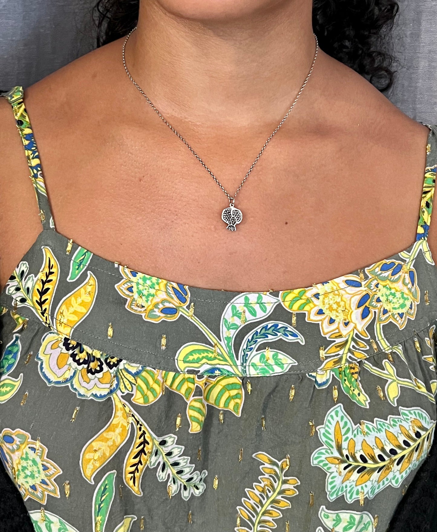Gold Pomegranate Necklace | Bronze 3D Pomegranate Pendant | Pomegranate Jewelry | Seeded Pomegranate Gold Necklace | Pomegranate Charm