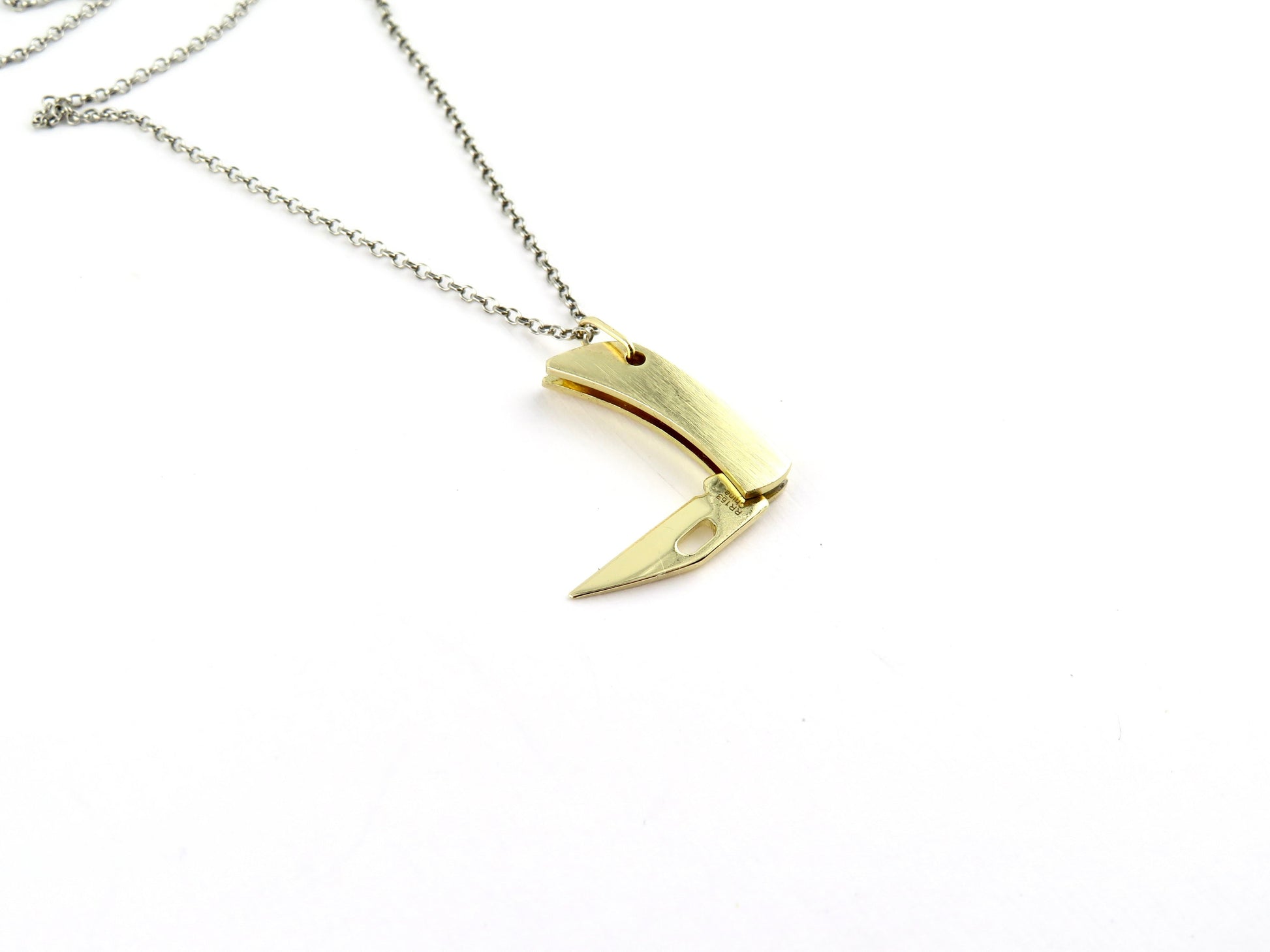 Small Knife necklace | Mini knife pendant | Little gold knife necklace | small pocketknife pendant | brass knife jewelry | mini brass knife