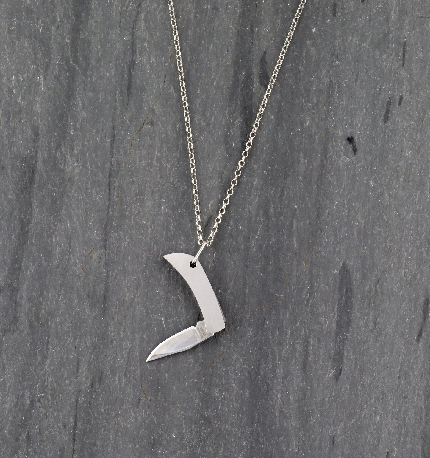 Small knife necklace | Mini Knife Pendant | Little Silver Knife Necklace | Small Pocketknife Pendant | Steel Tiny Knife Jewelry | Mini Knife