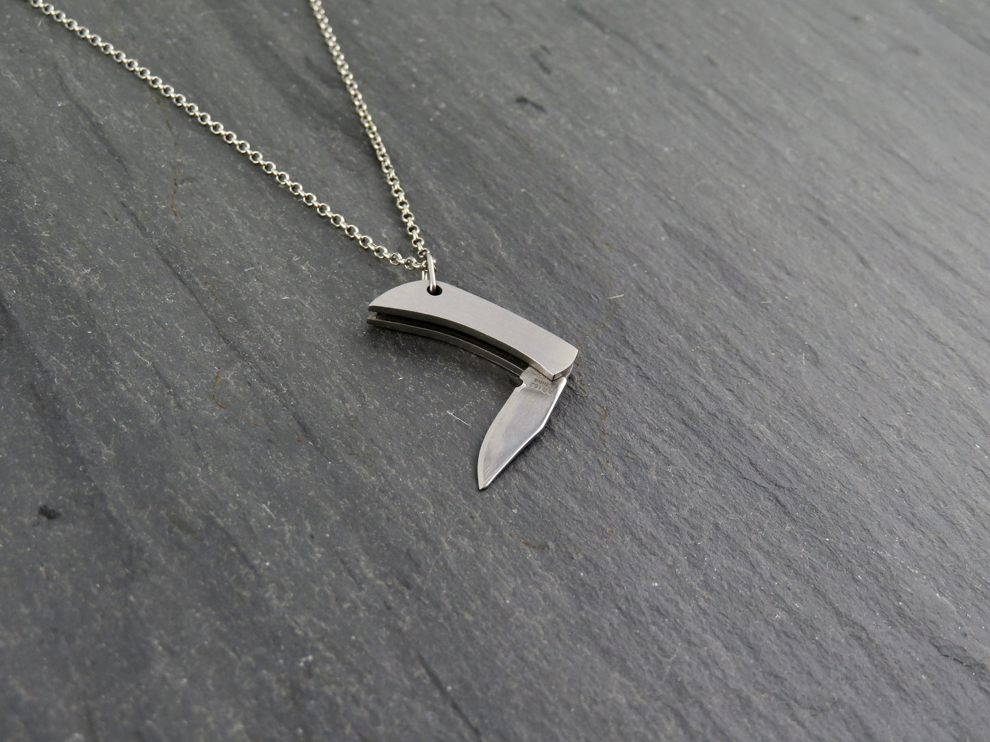 Small knife necklace | Mini Knife Pendant | Little Silver Knife Necklace | Small Pocketknife Pendant | Steel Tiny Knife Jewelry | Mini Knife