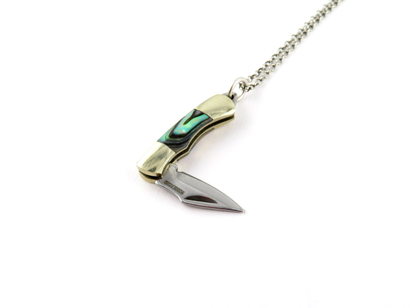 Mini knife necklace | small knife pendant | small pocketknife necklace | abalone knife pendant | mother of pearl knife necklace