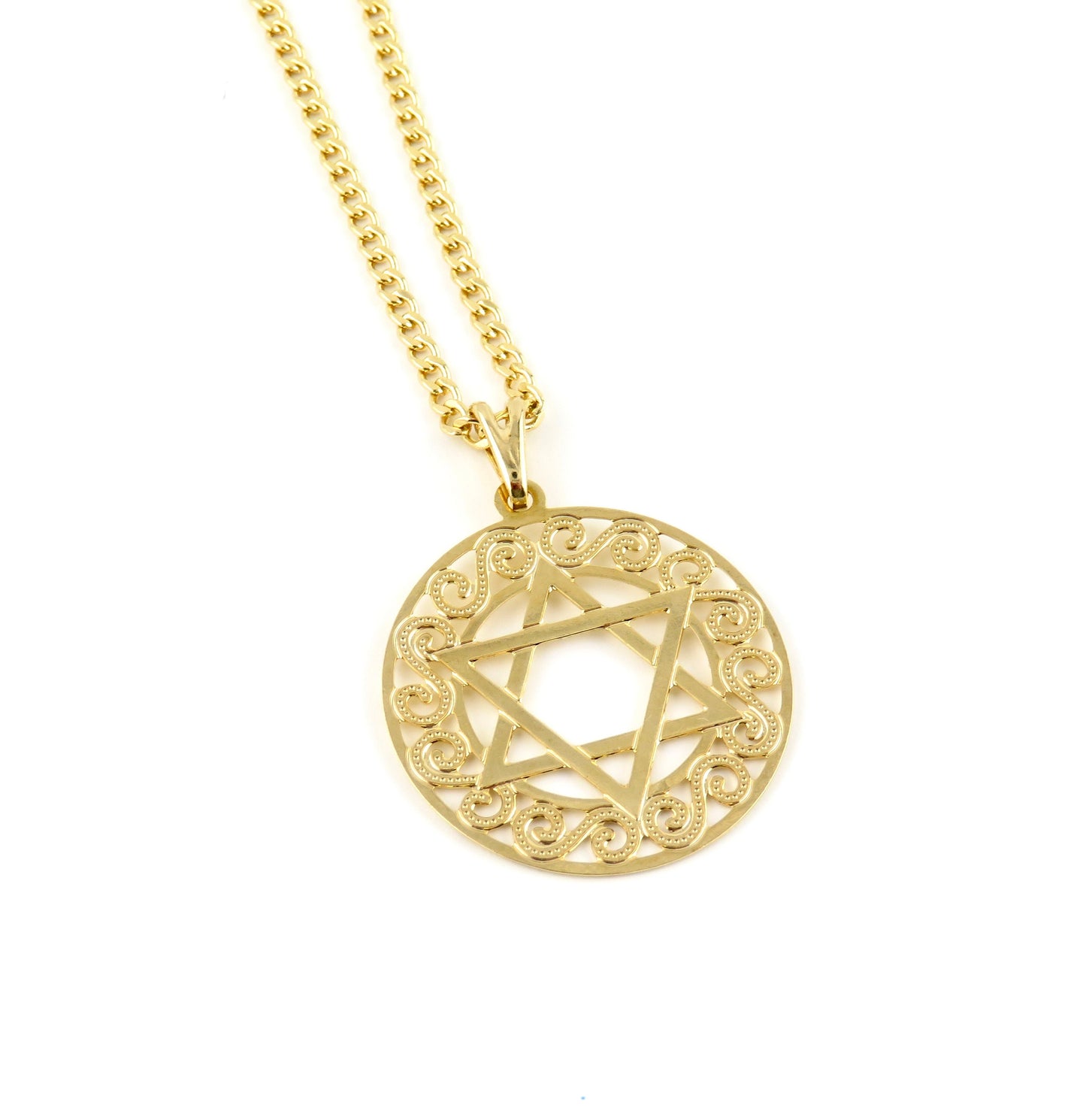 Gold Jewish Star Necklace | Floral Star of David Necklace | Gold Filled Magen David Pendant | Judaica | Gold Filled Fancy Jewish Star