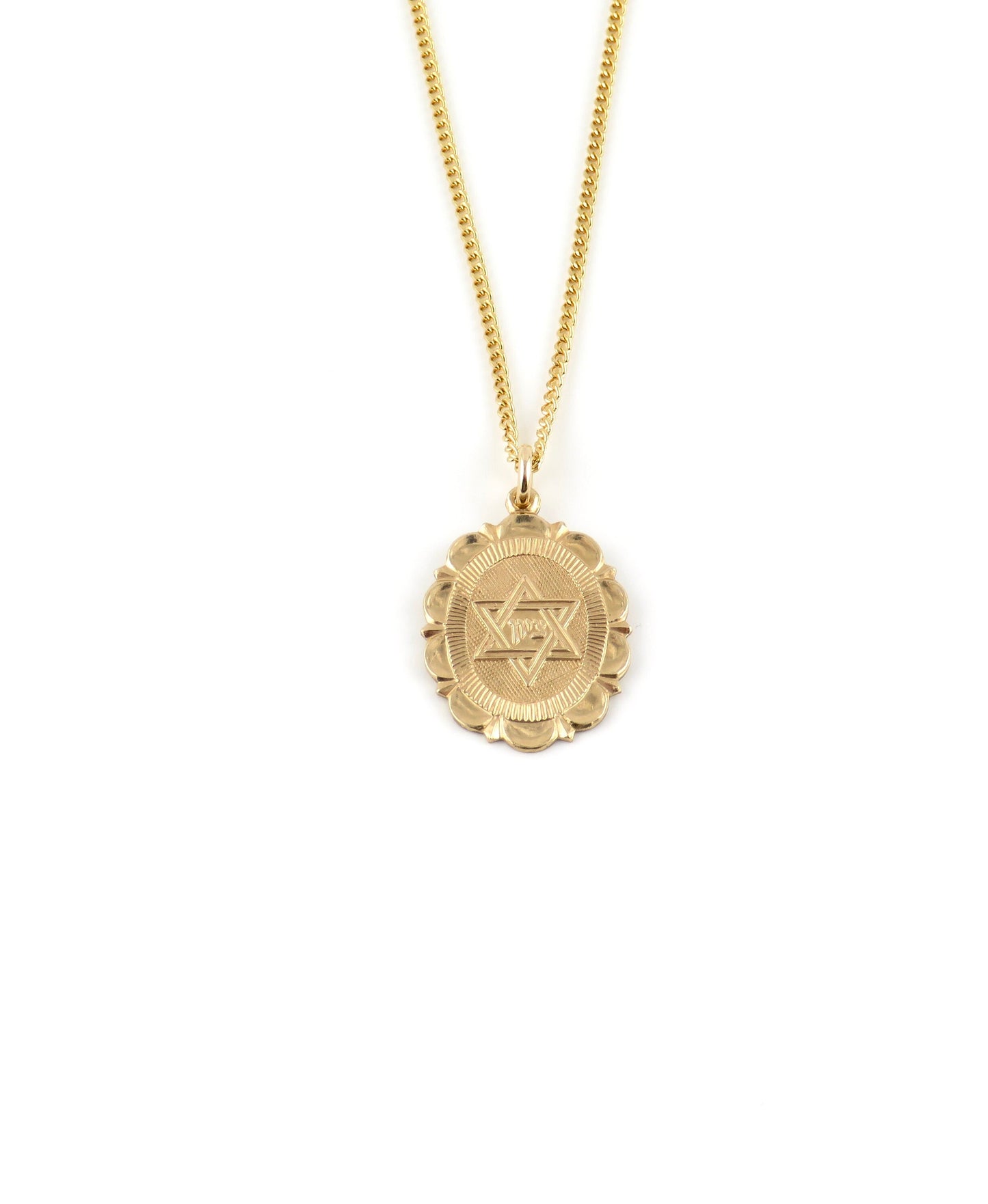 Gold Jewish Star Necklace | Fancy Star David Necklace | Gold Filled Magen David | Judaica | Gold Medallion Jewish Star | Jewish Medallion