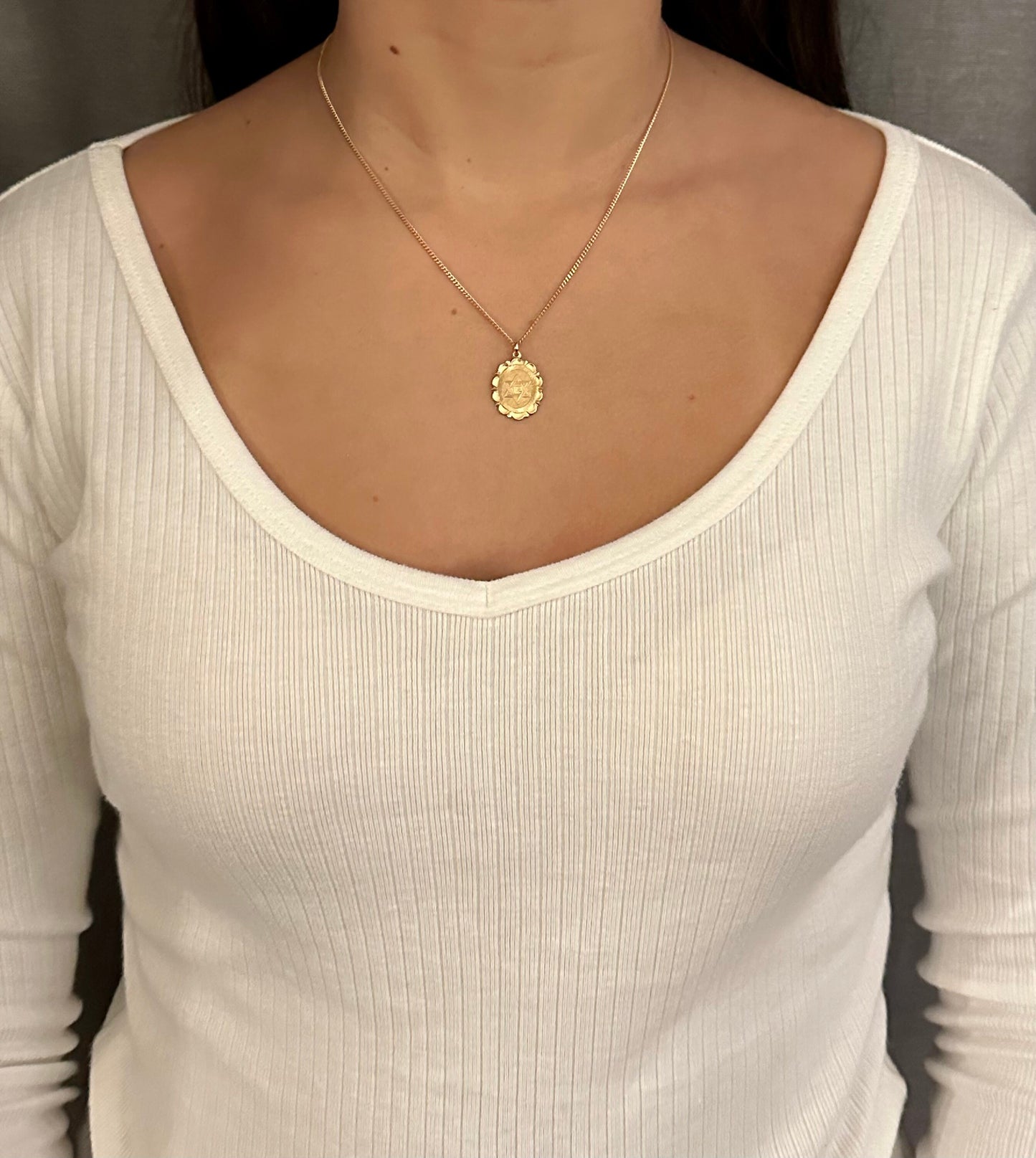 Gold Jewish Star Necklace | Fancy Star David Necklace | Gold Filled Magen David | Judaica | Gold Medallion Jewish Star | Jewish Medallion