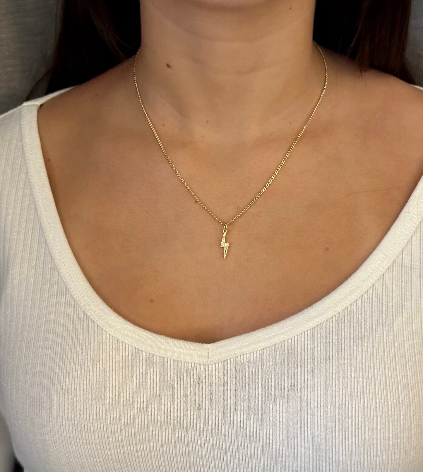 Gold Lightning Bolt Necklace | Lightning Bolt Multicolor Pendant | Sparkly Lightning Bolt Necklace | Rainbow Sparkly Lightning Pendant