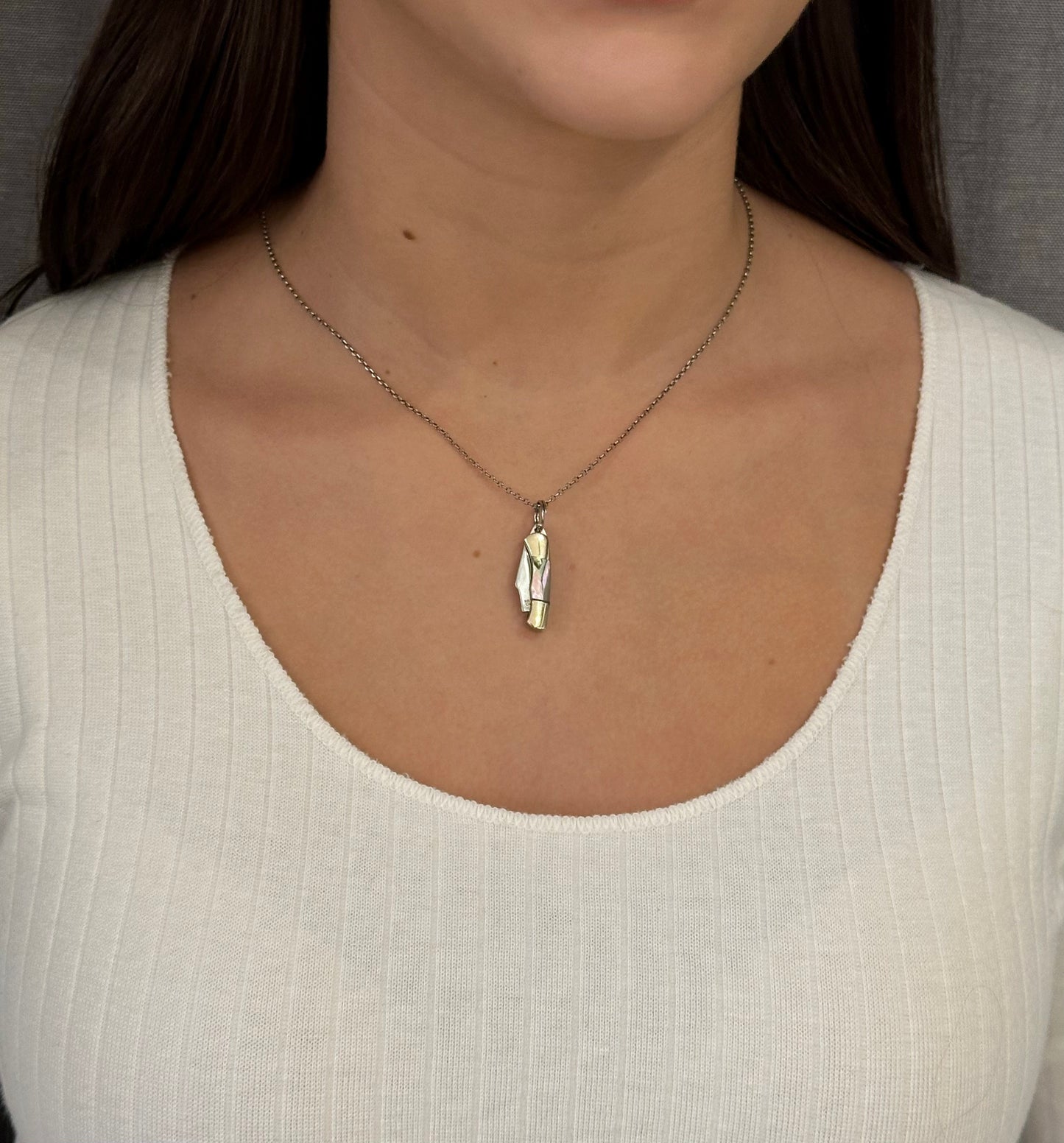 Mini knife necklace | small knife pendant | small pocketknife necklace | abalone knife pendant | mother of pearl knife necklace
