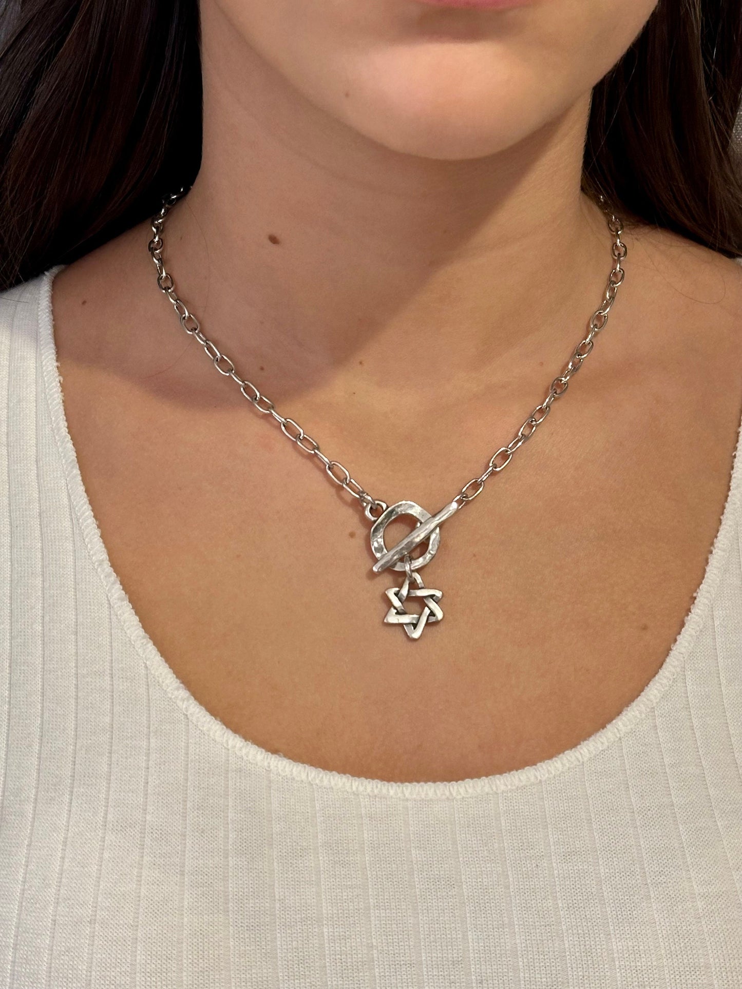 Silver Jewish Star Necklace, Jewish Star Necklace, Silver Magen David Necklace, Star of David, Judaic Star Necklace, Silver Star of David
