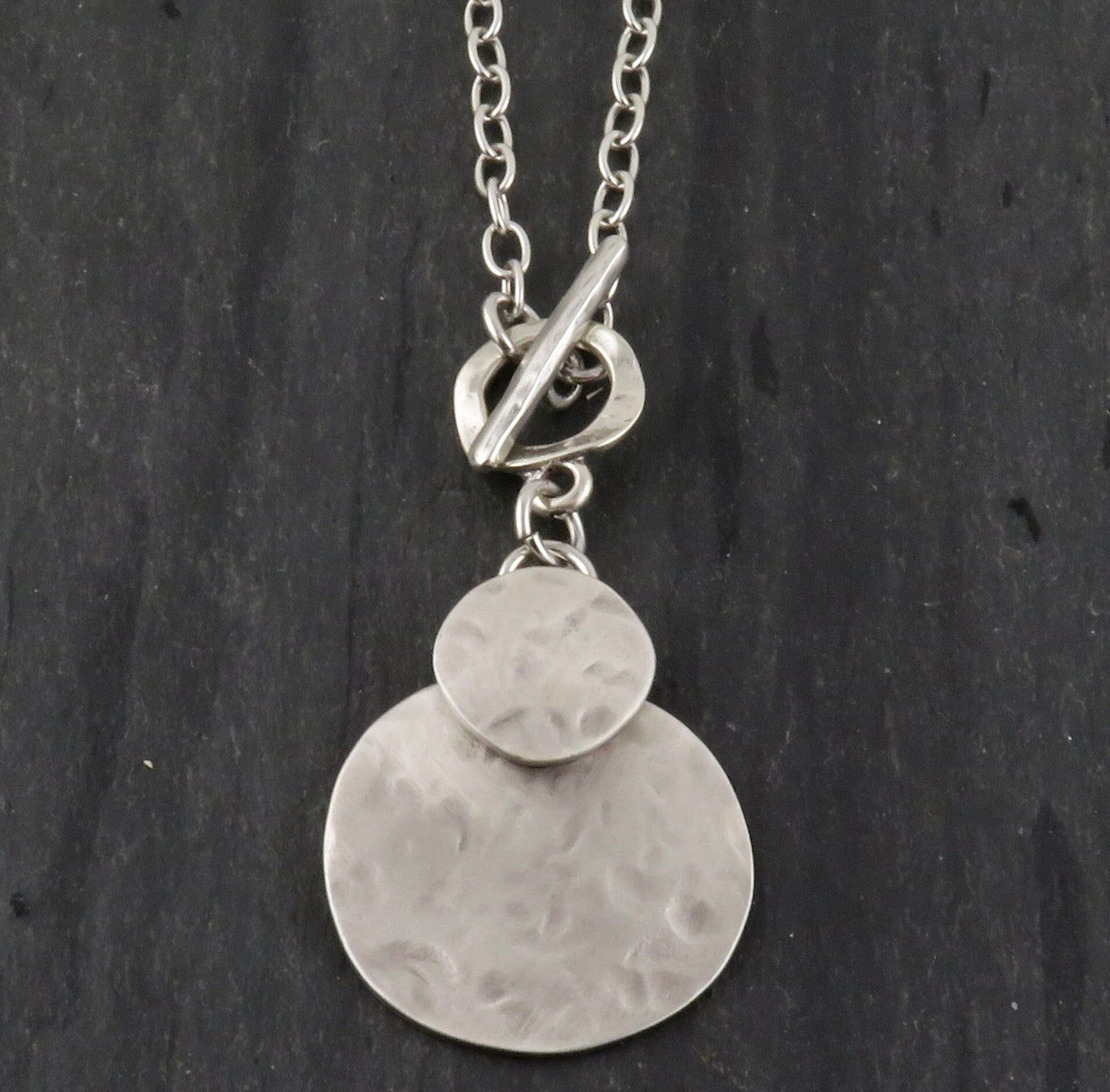 Hammered Silver Necklace | Brushed Silver Pendant | Boho Silver Circle Necklace | Chunky Silver Necklace